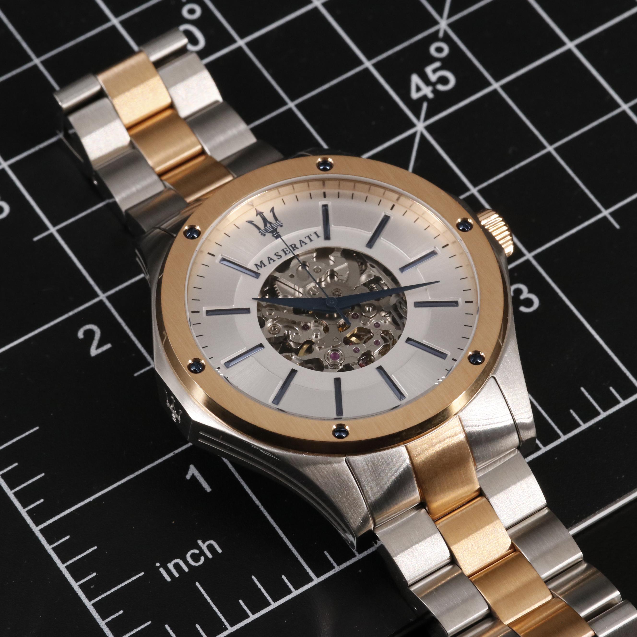 Maserati Circuito Automatic Two-Tone Stainless Steel Skeleton Watch