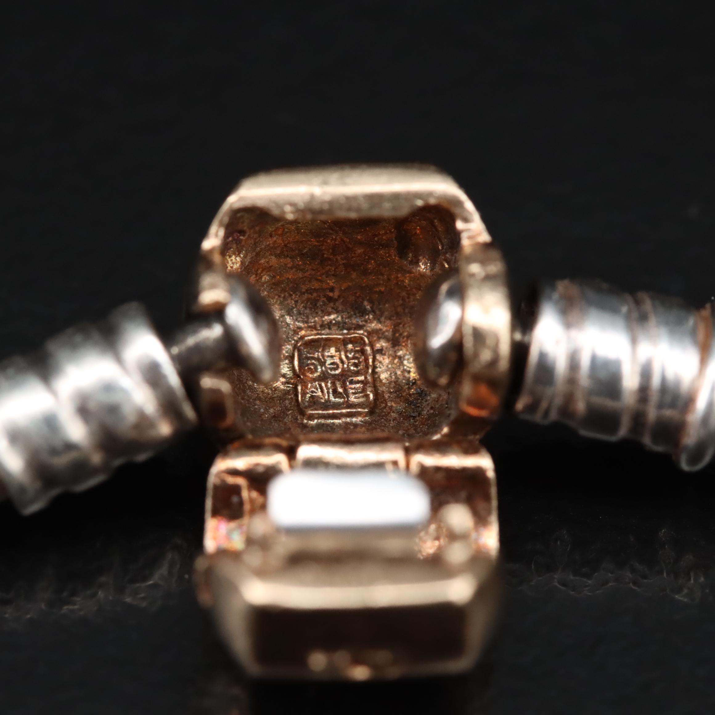 Pandora Sterling Charm Bracelet with 14K Clasp Including Smoky Quartz, Amethyst