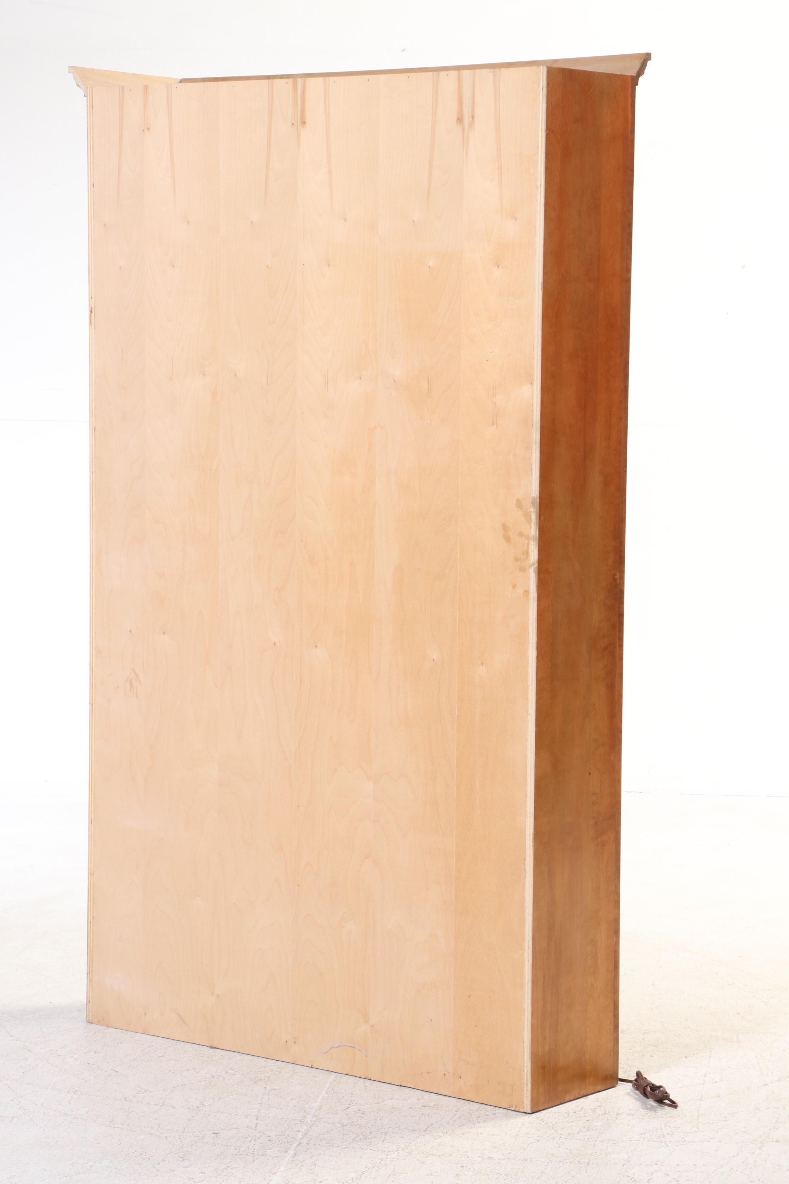 Cherry Wood Bookcase with Adjustable Shelves and Built-In Power Strips