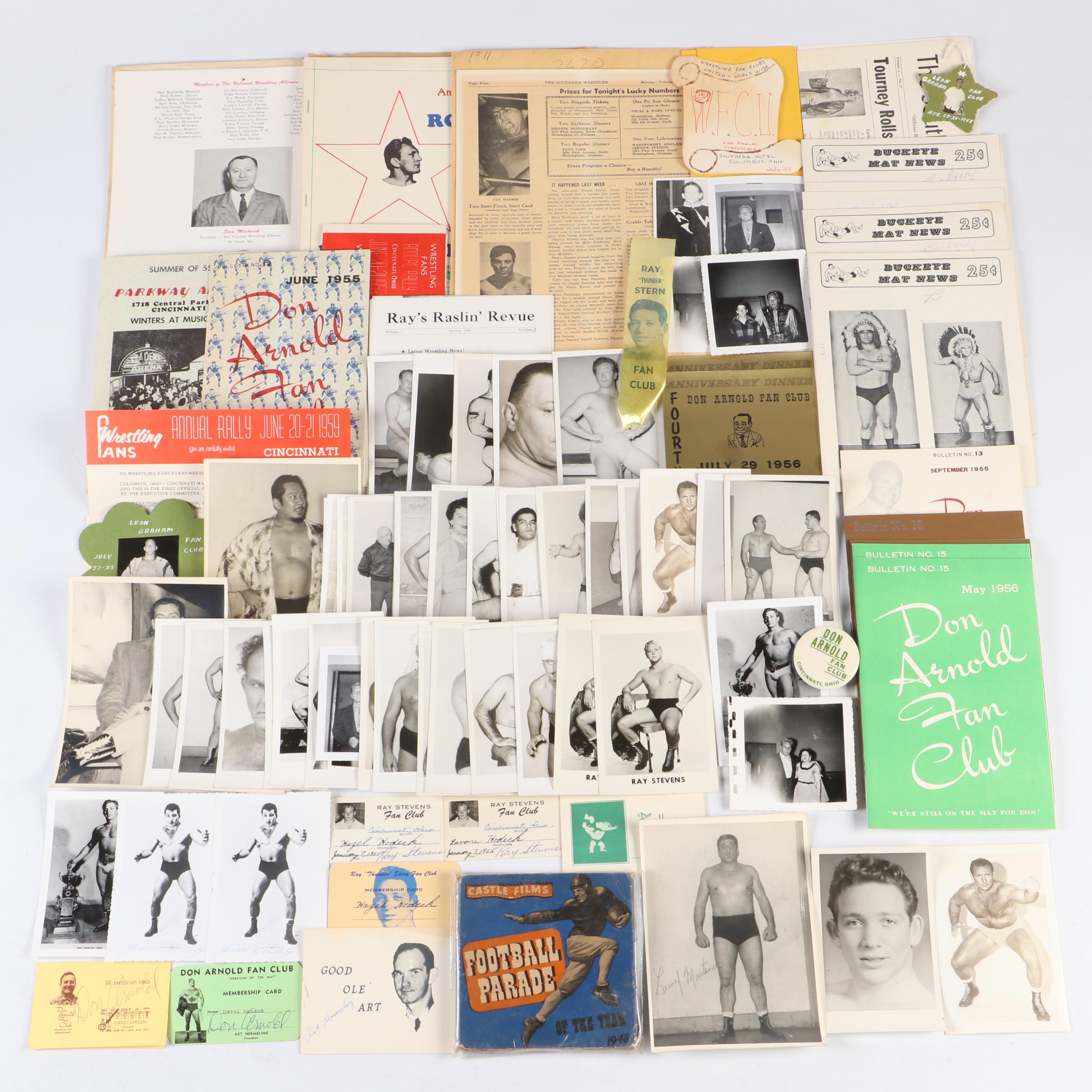 Vintage Wrestling Fan Club Membership Cards, Calendars, Signed Prints, and More