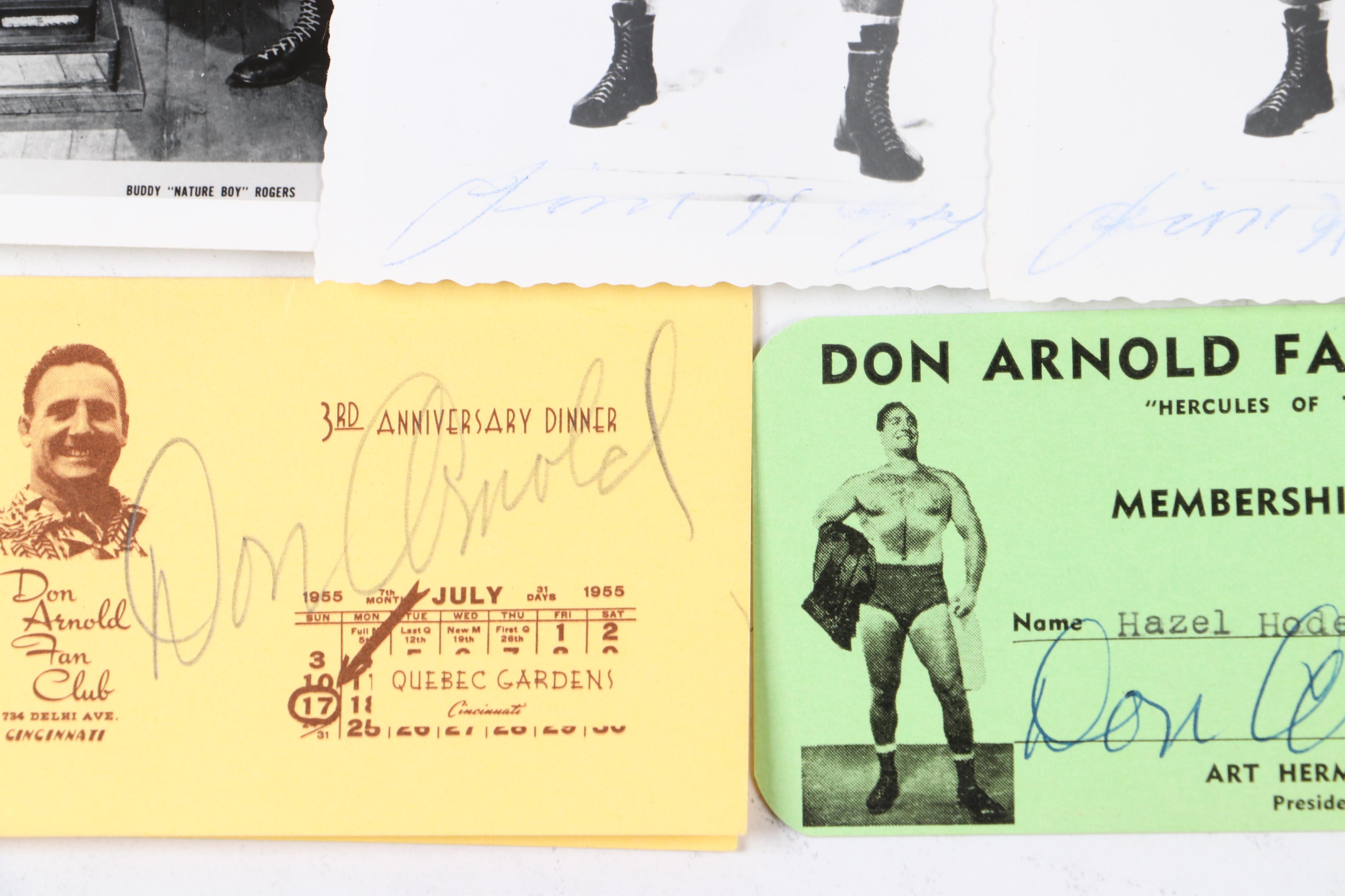 Vintage Wrestling Fan Club Membership Cards, Calendars, Signed Prints, and More