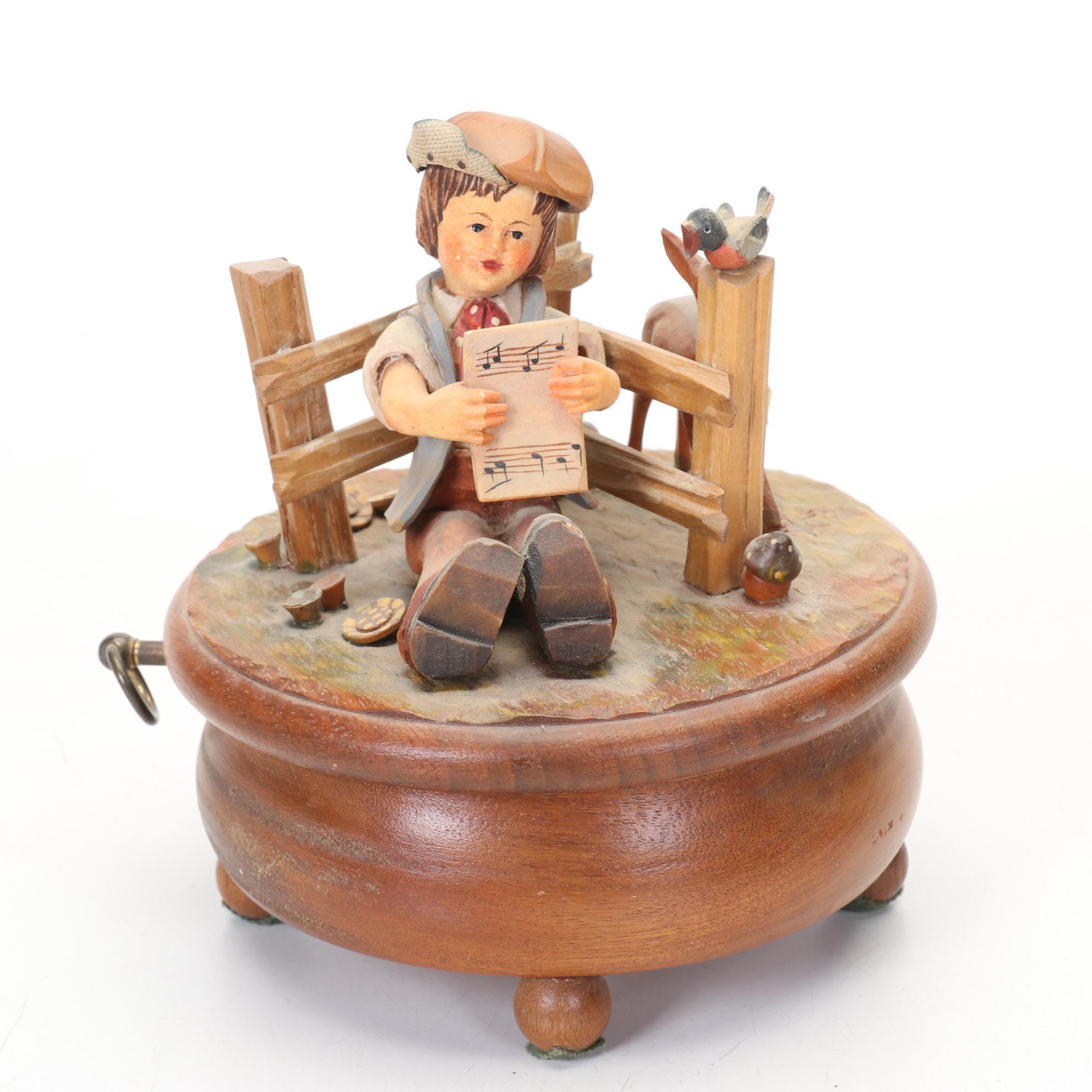 Anri Music Box Featuring Swiss Movement With Wood Inlaid And Decorative Boxes