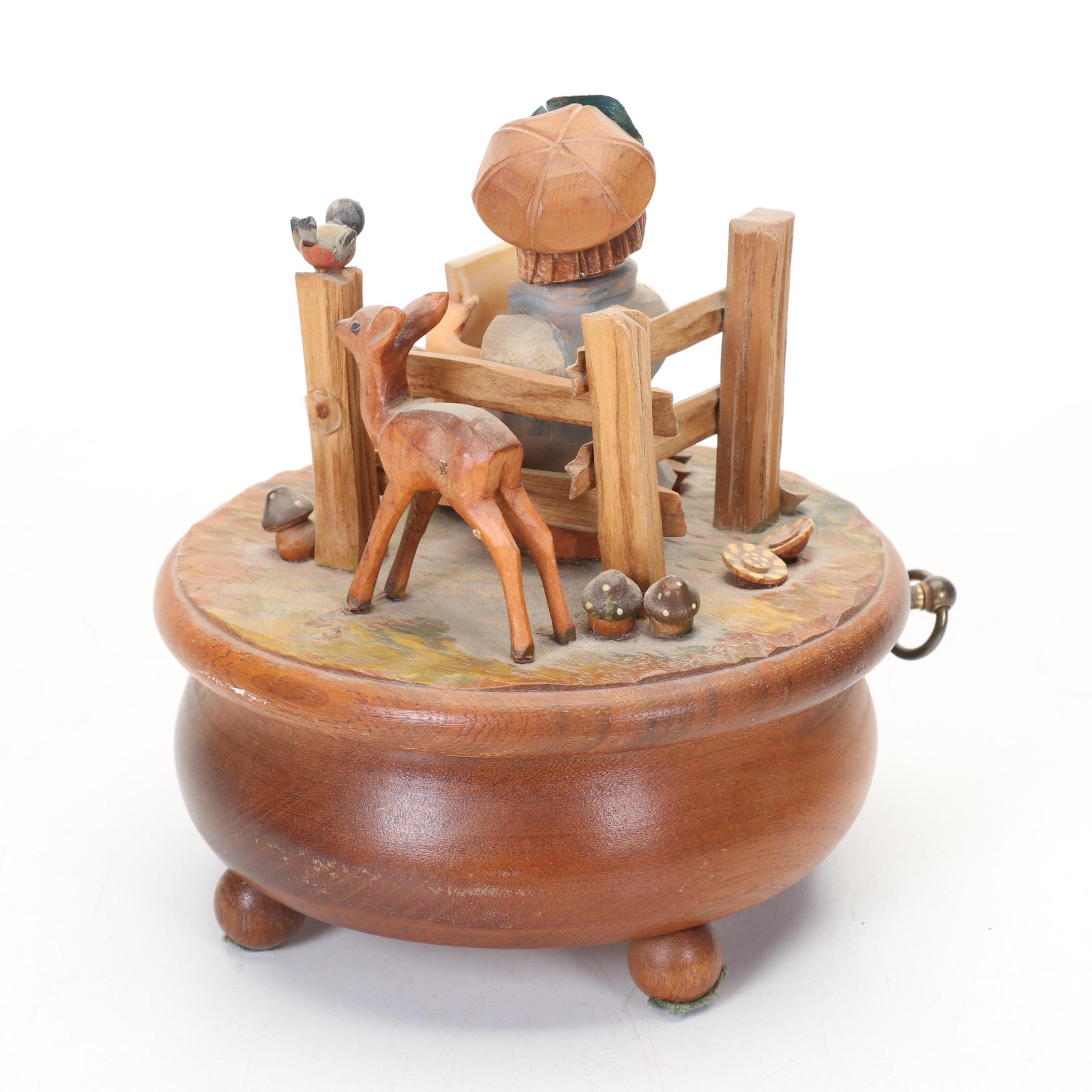 Anri Music Box Featuring Swiss Movement With Wood Inlaid And Decorative Boxes