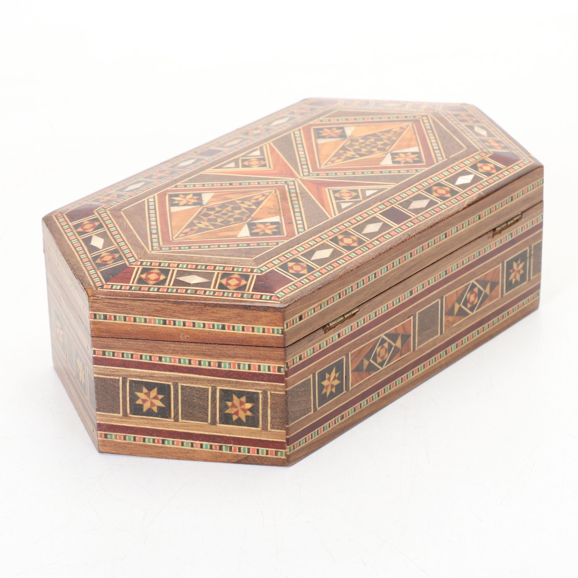 Anri Music Box Featuring Swiss Movement With Wood Inlaid And Decorative Boxes