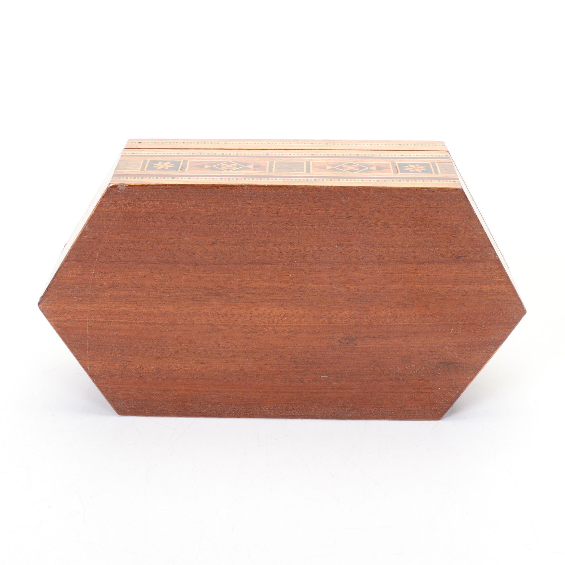 Anri Music Box Featuring Swiss Movement With Wood Inlaid And Decorative Boxes