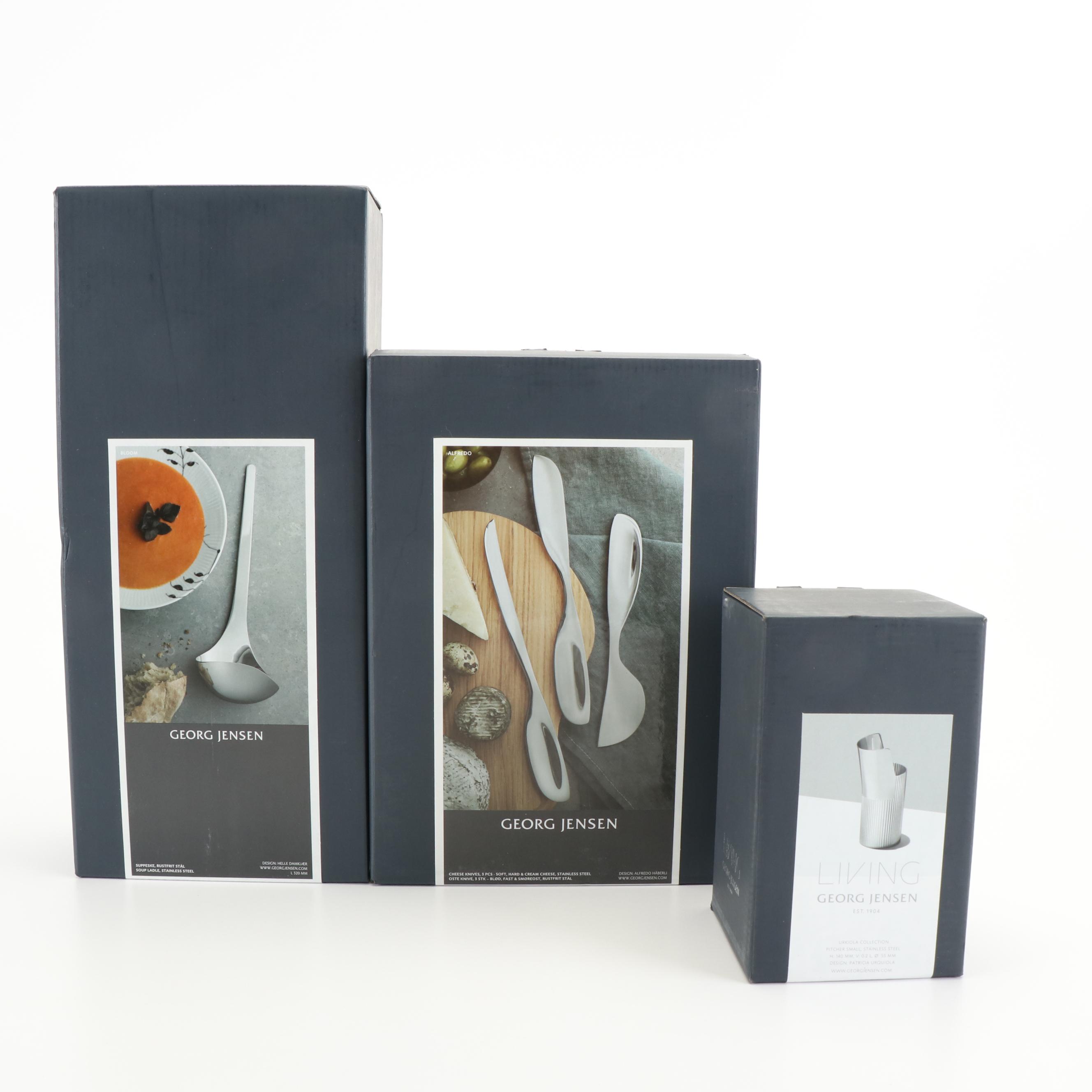 Georg Jensen Stainless Steel Ladle, Pitcher and Knife Set