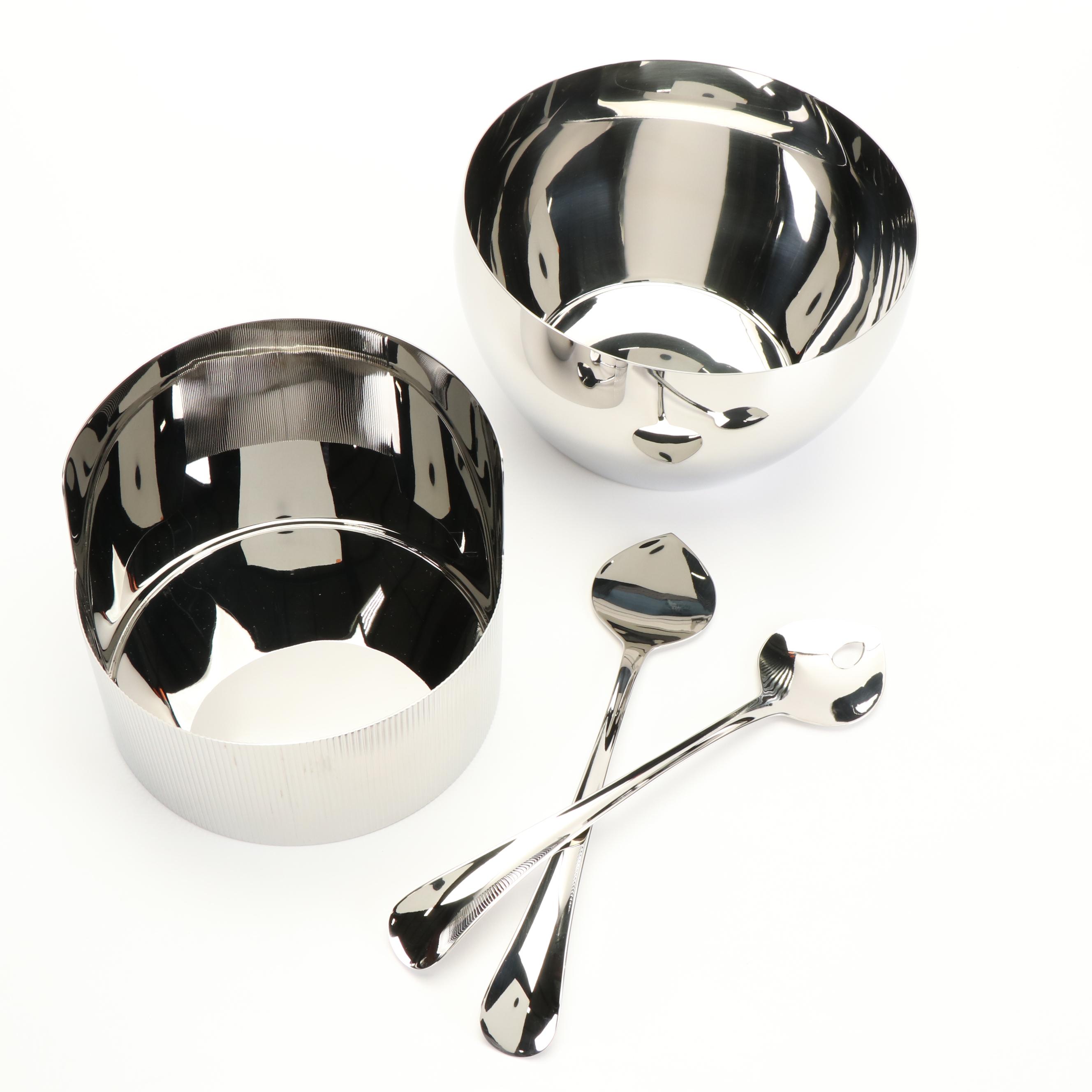 Jensen Stainless Steel Salad Serving Set and Serving Bowls EBTH