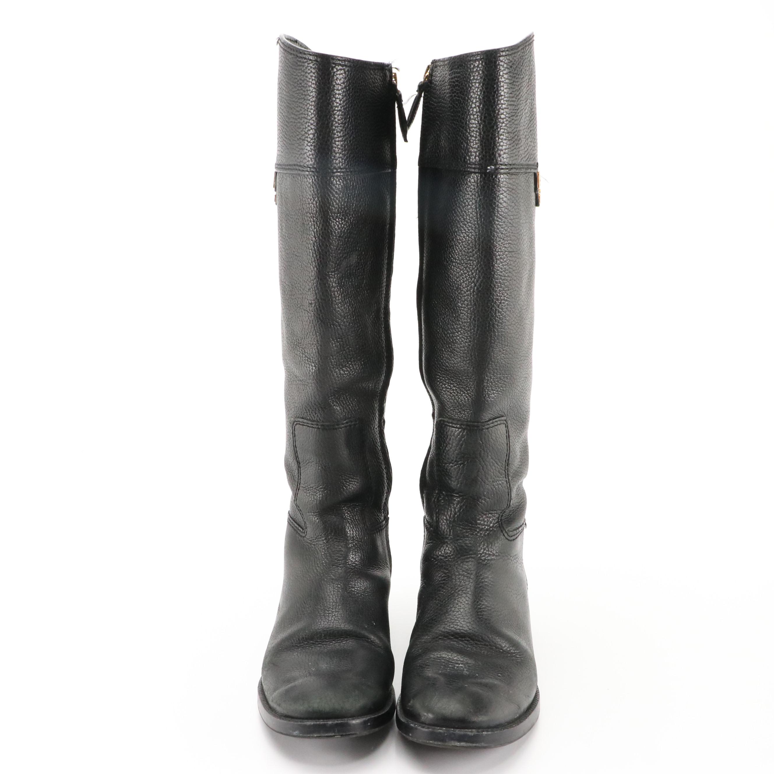 Tory Burch Tumble Leather Joanna Riding Boots with Box