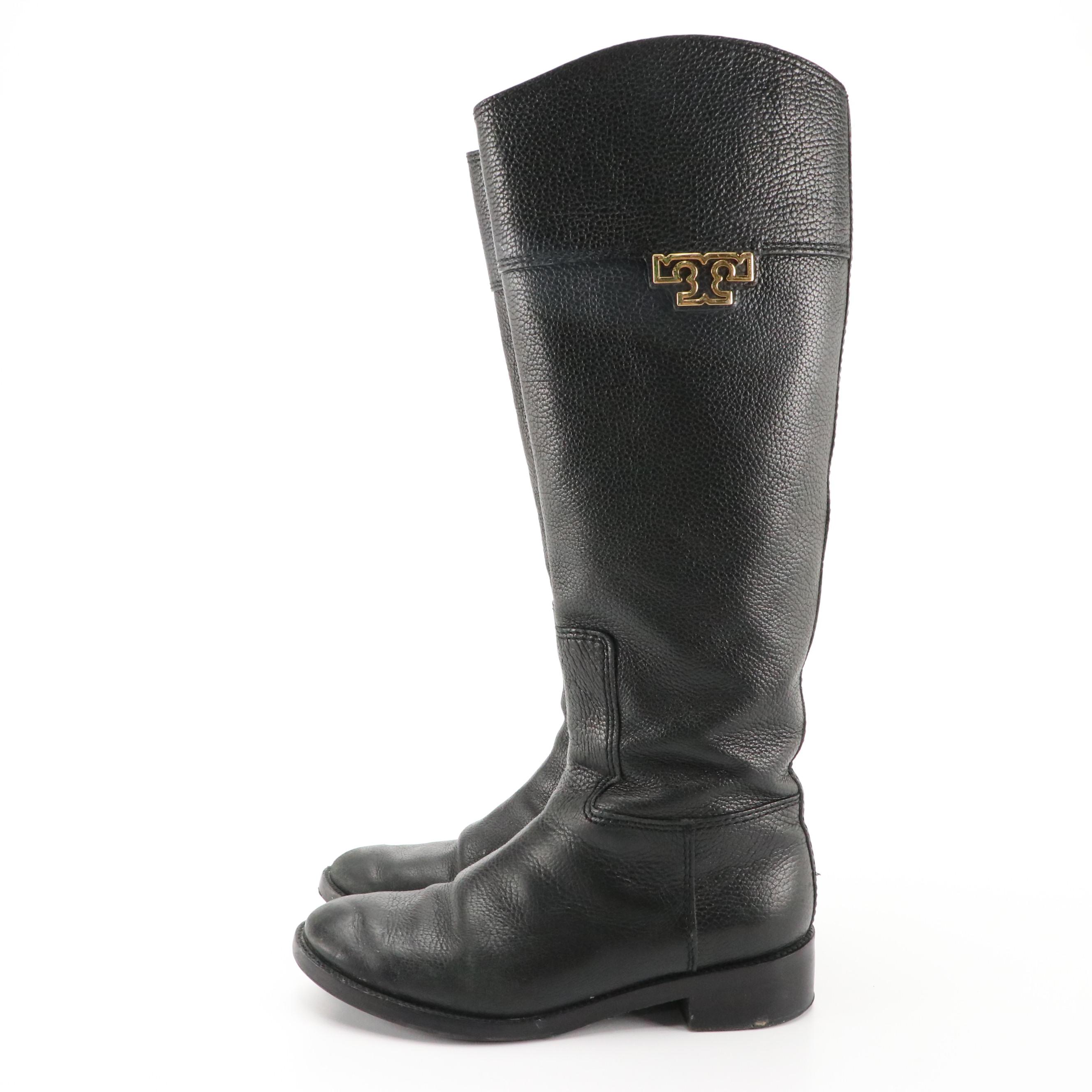Tory Burch Tumble Leather Joanna Riding Boots with Box