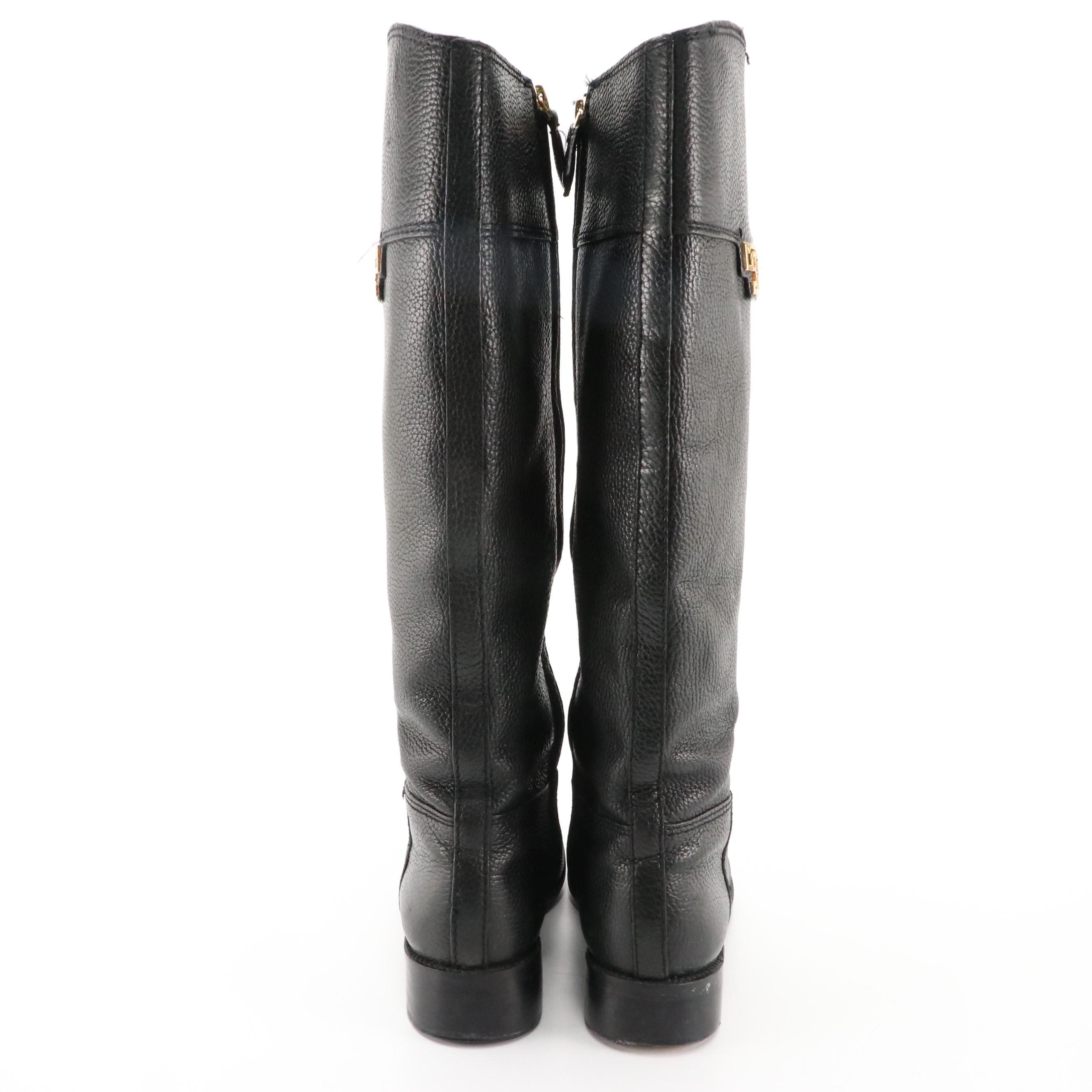 Tory Burch Tumble Leather Joanna Riding Boots with Box