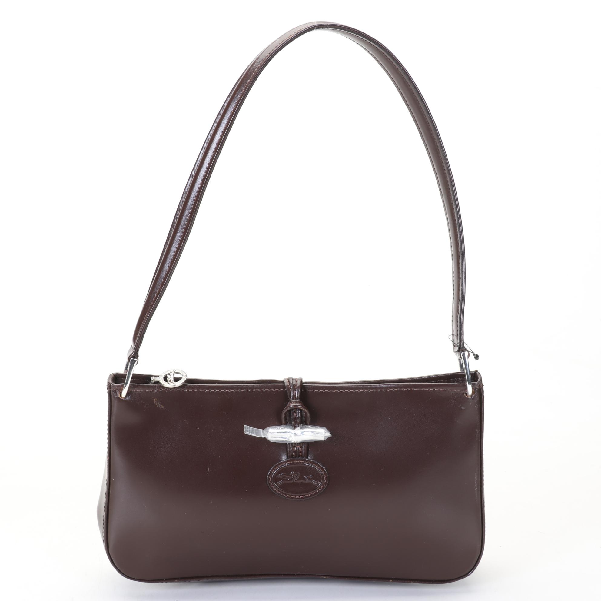 Longchamp Roseau Leather Shoulder Bag in Chocolate Brown With Dust Cover