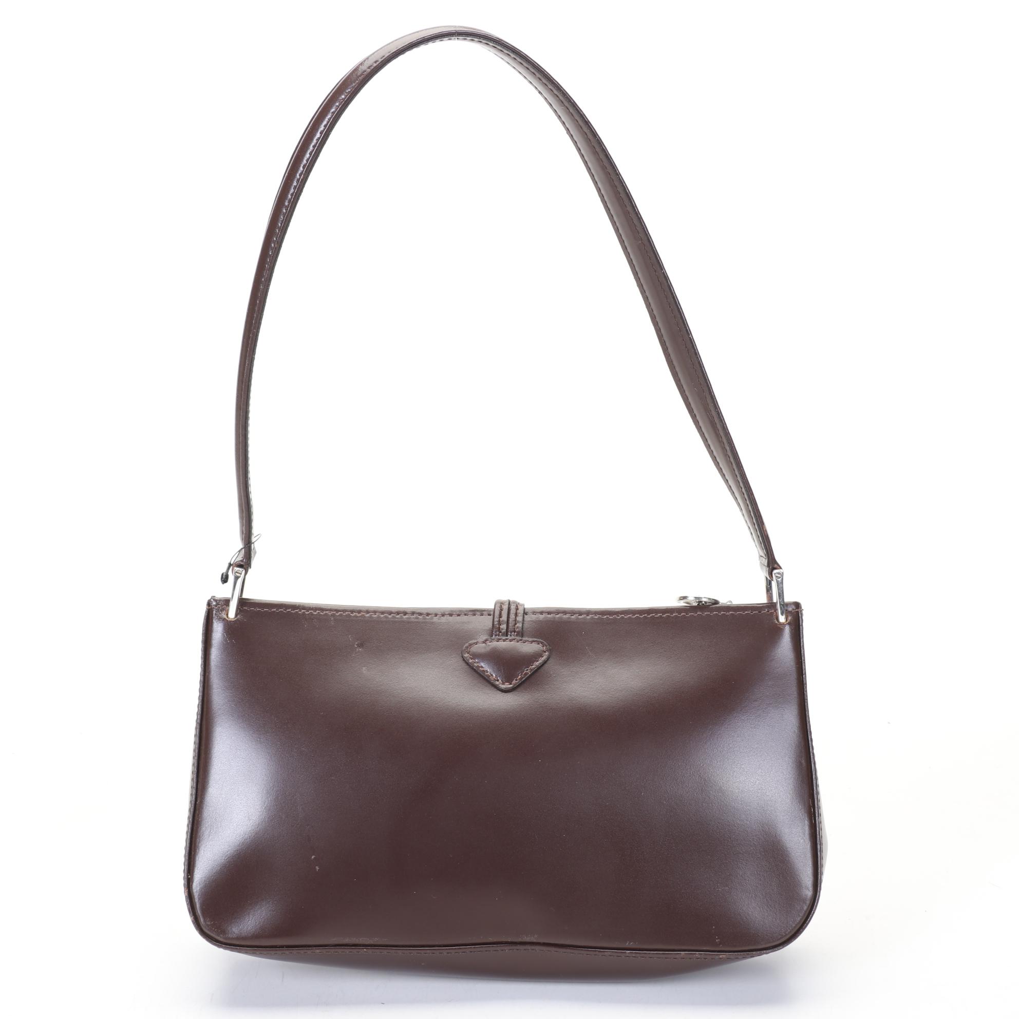 Longchamp Roseau Leather Shoulder Bag in Chocolate Brown With Dust Cover