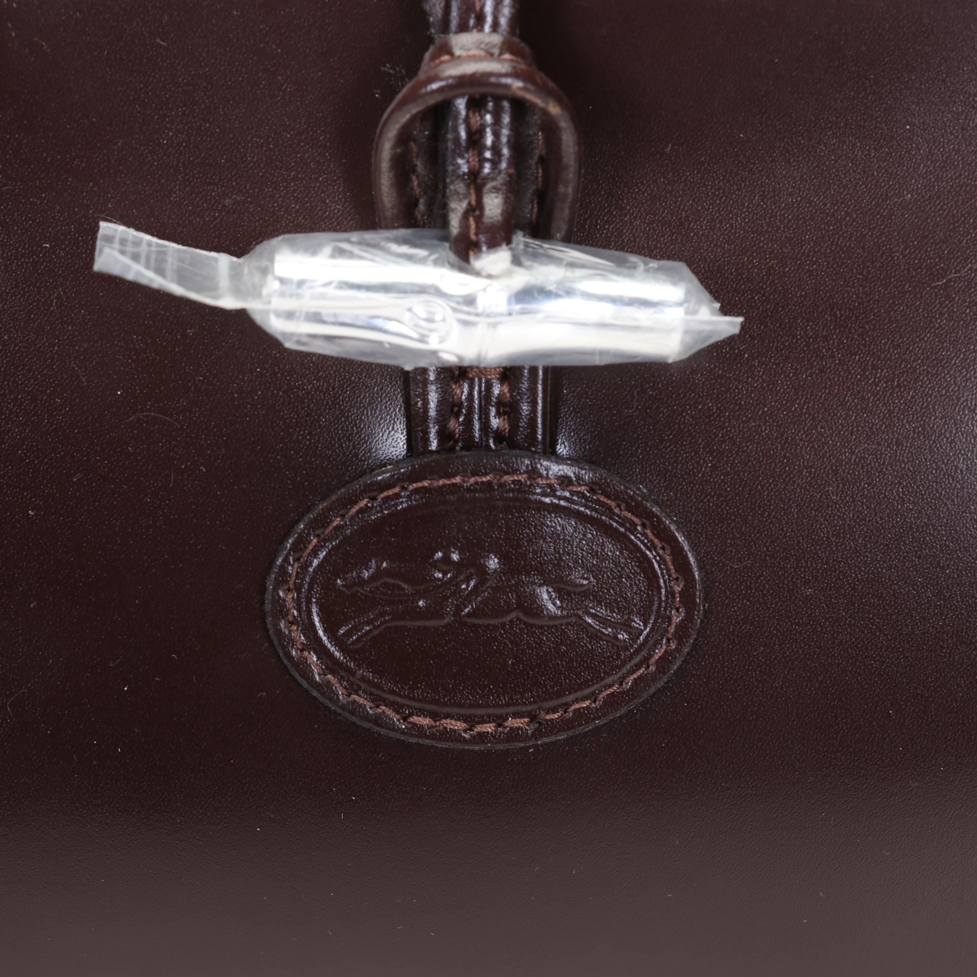 Longchamp Roseau Leather Shoulder Bag in Chocolate Brown With Dust Cover