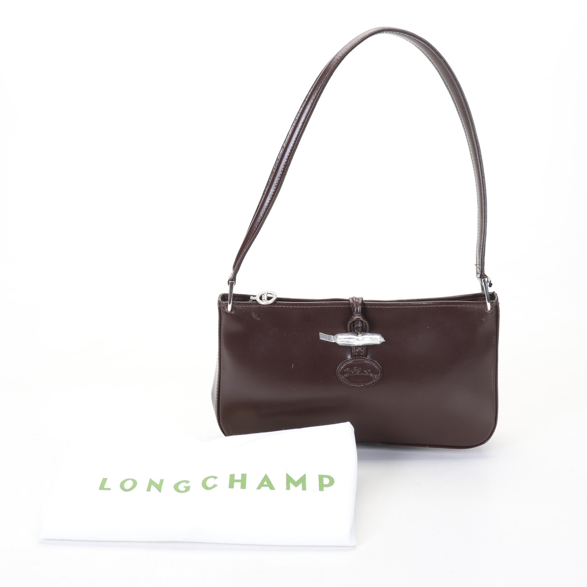 Longchamp Roseau Leather Shoulder Bag in Chocolate Brown With Dust Cover