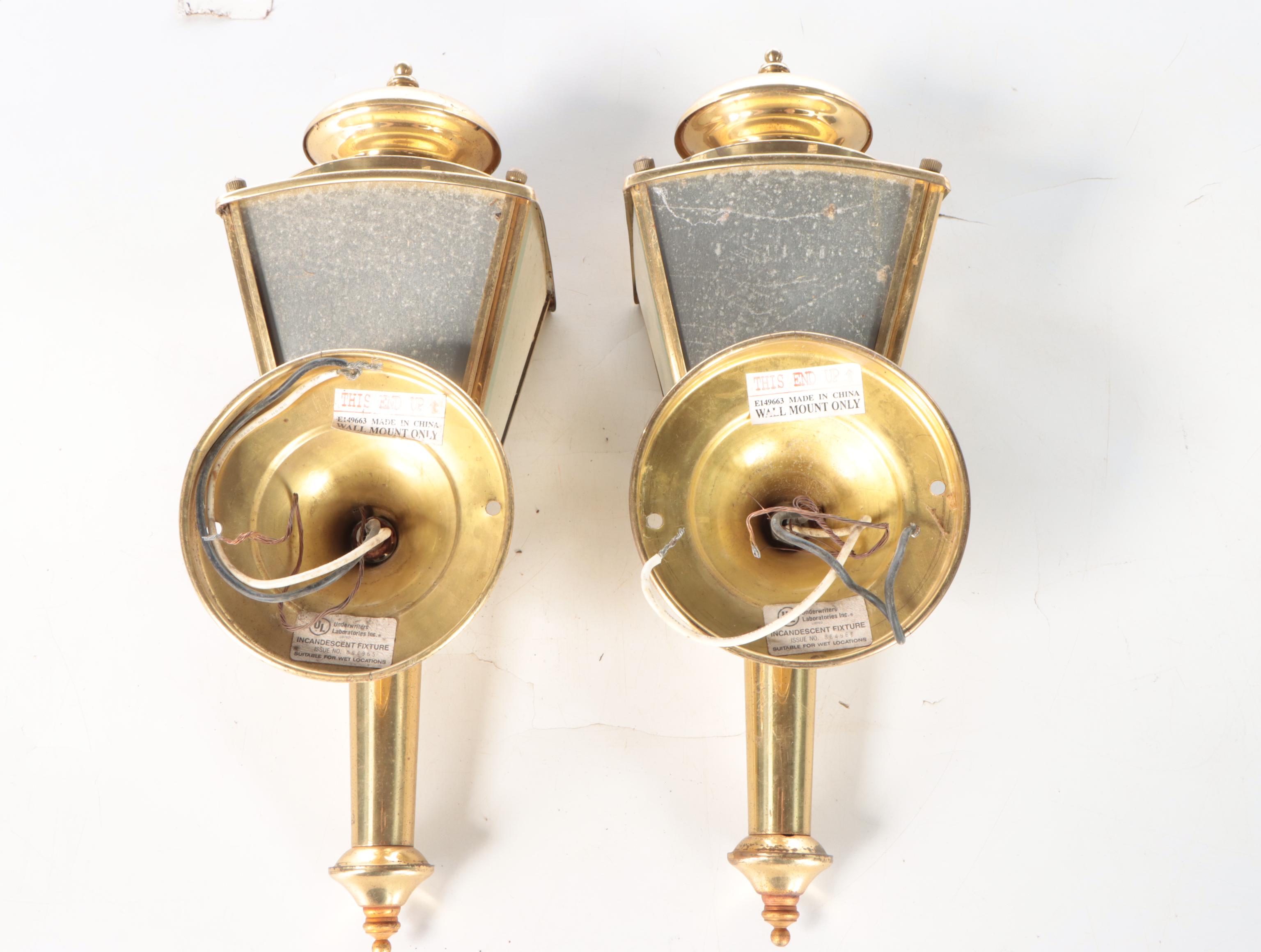 Pair of Brass Wall Mount Carriage Lights
