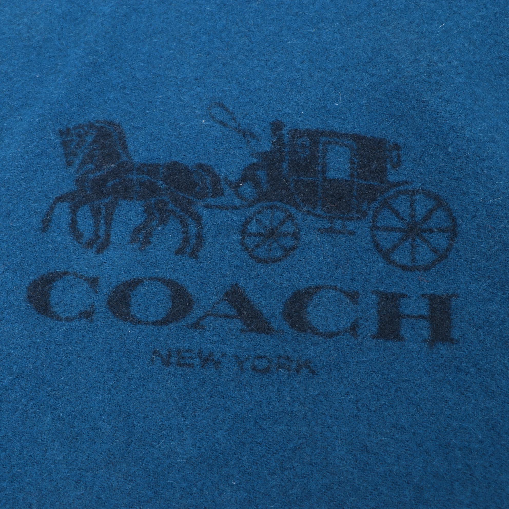 Royal Blue Coach Logo Cashmere Scarf