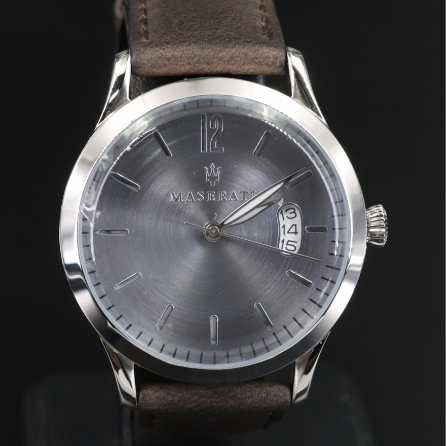 Maserati Tradizione Grey Dial Stainless Steel Quartz Wristwatch