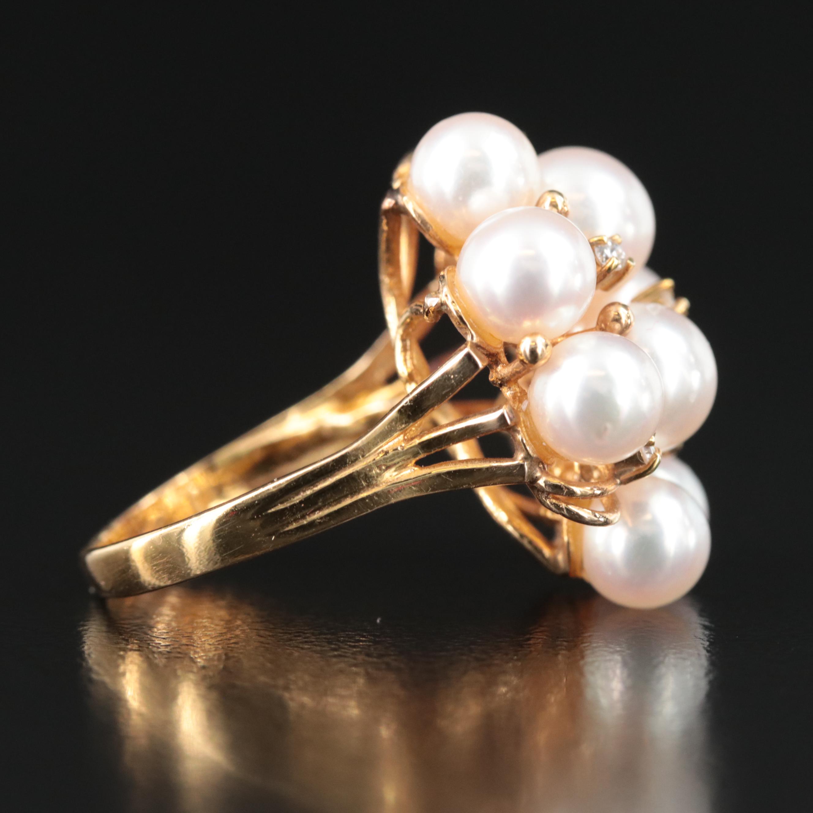 14K Pearl and Diamond Ring