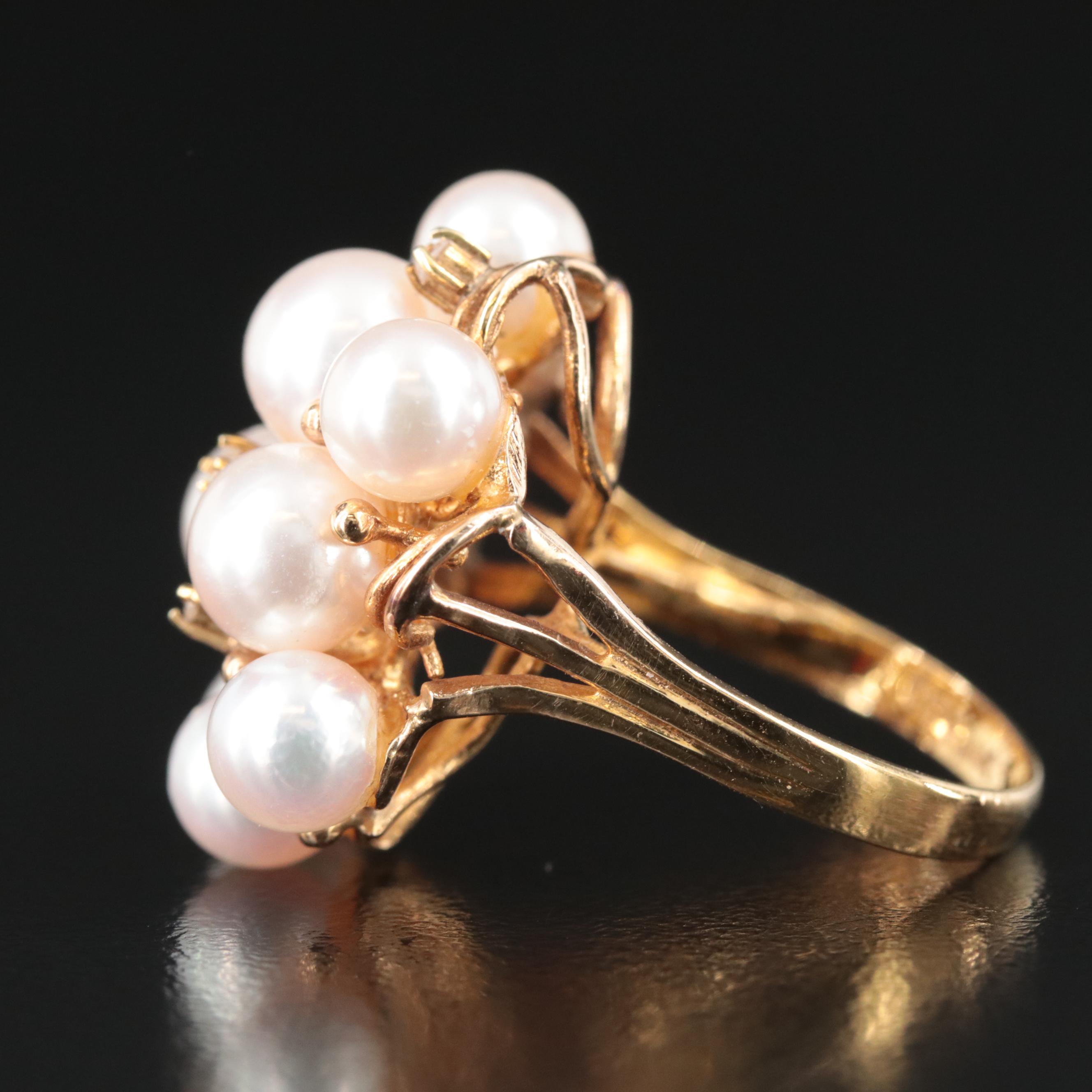 14K Pearl and Diamond Ring