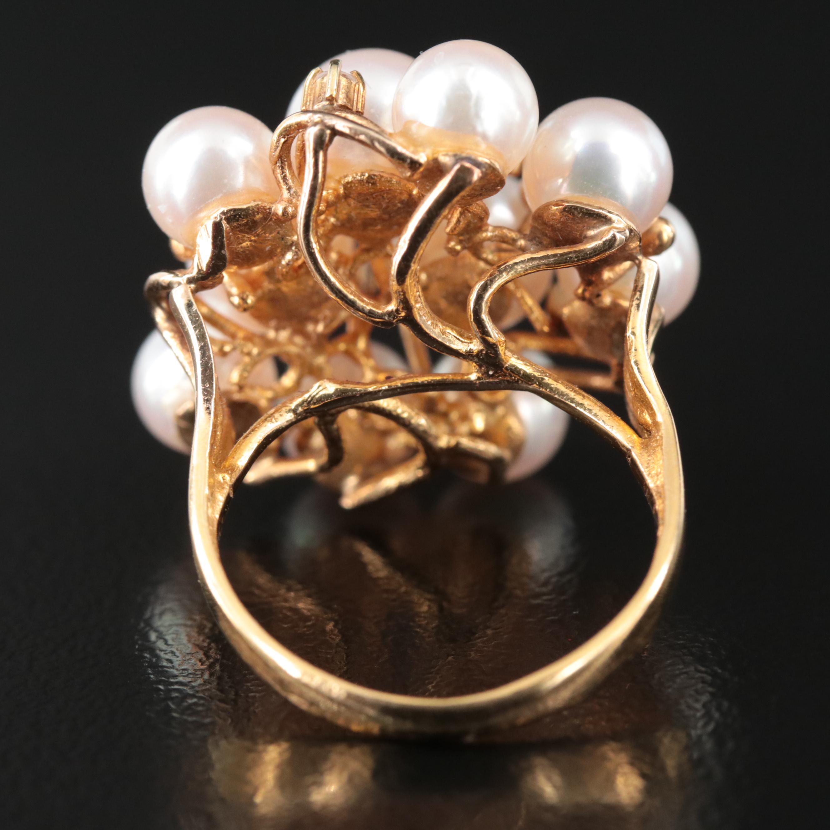 14K Pearl and Diamond Ring