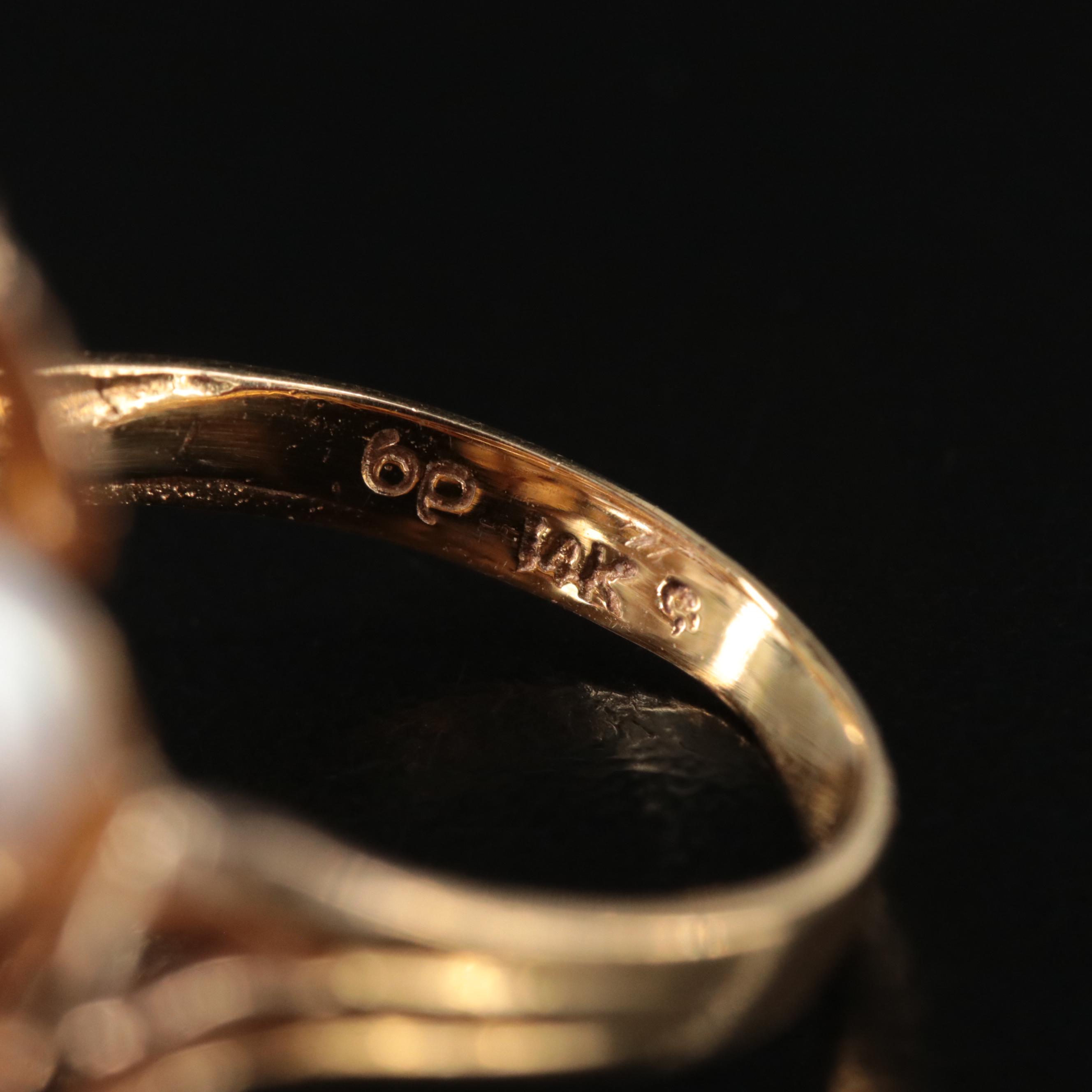 14K Pearl and Diamond Ring