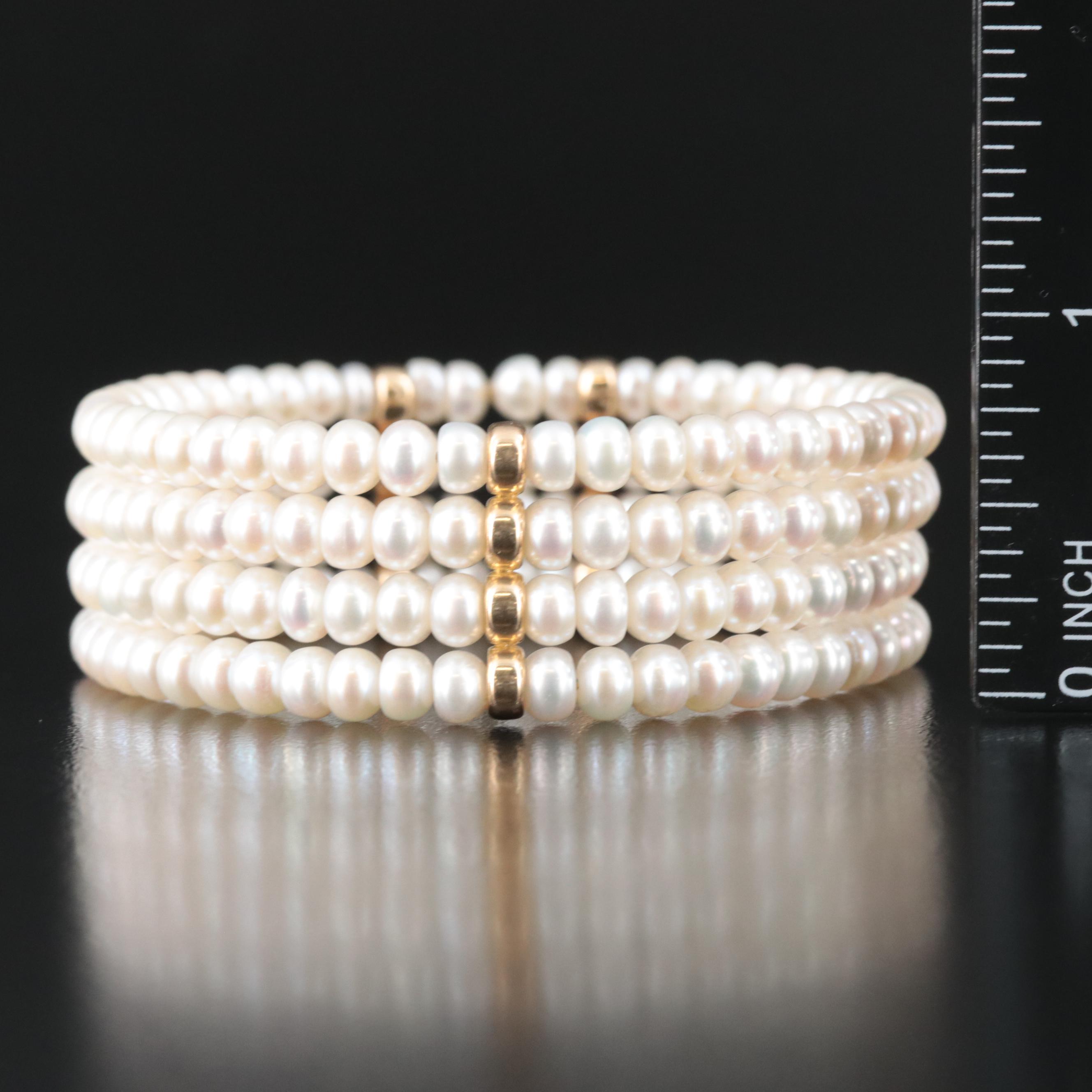 14K Flexible Pearl Cuff Bracelet