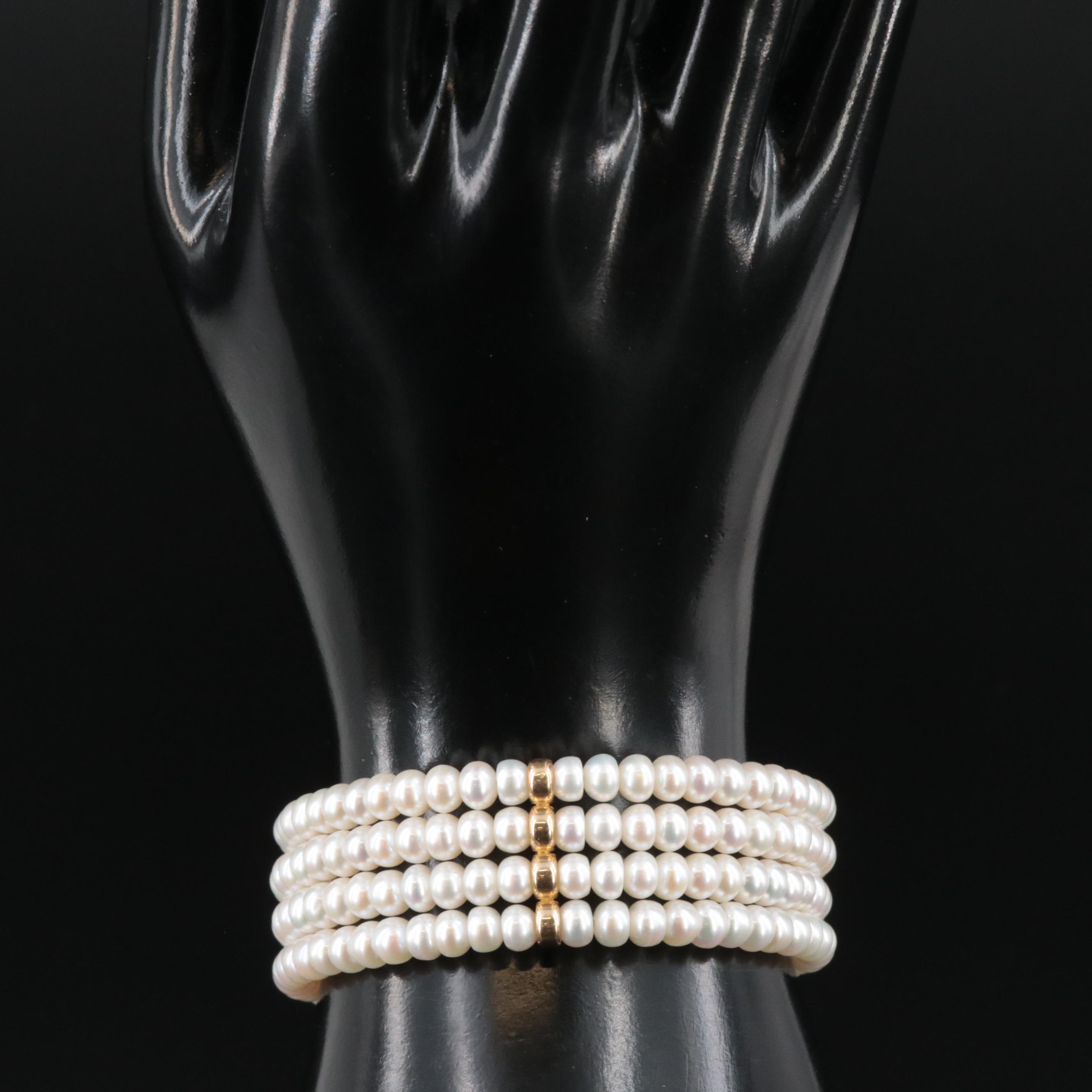 14K Flexible Pearl Cuff Bracelet