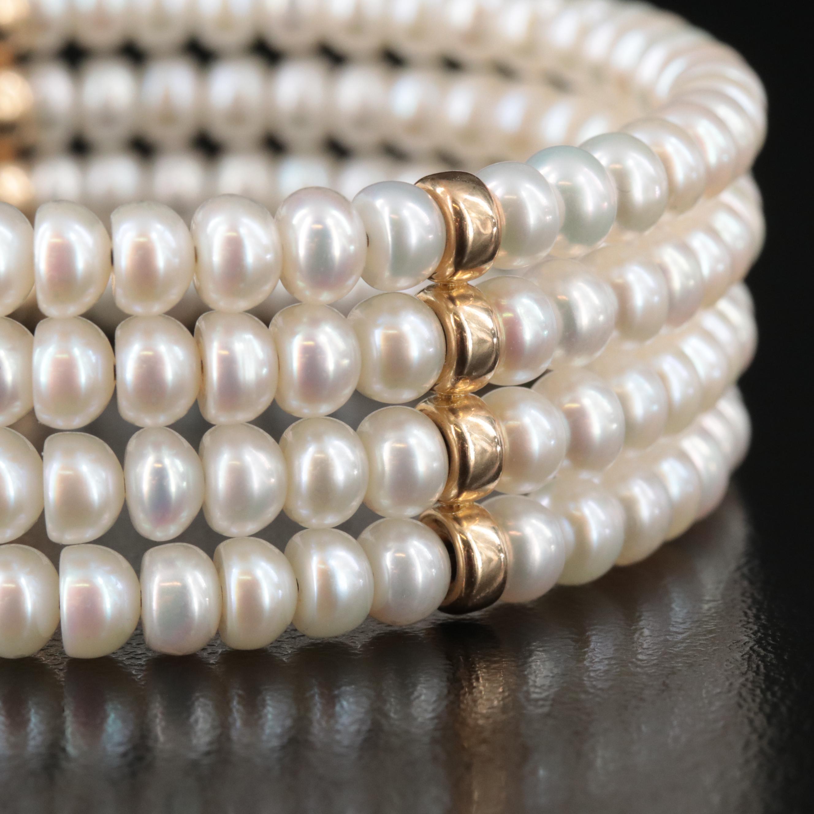 14K Flexible Pearl Cuff Bracelet