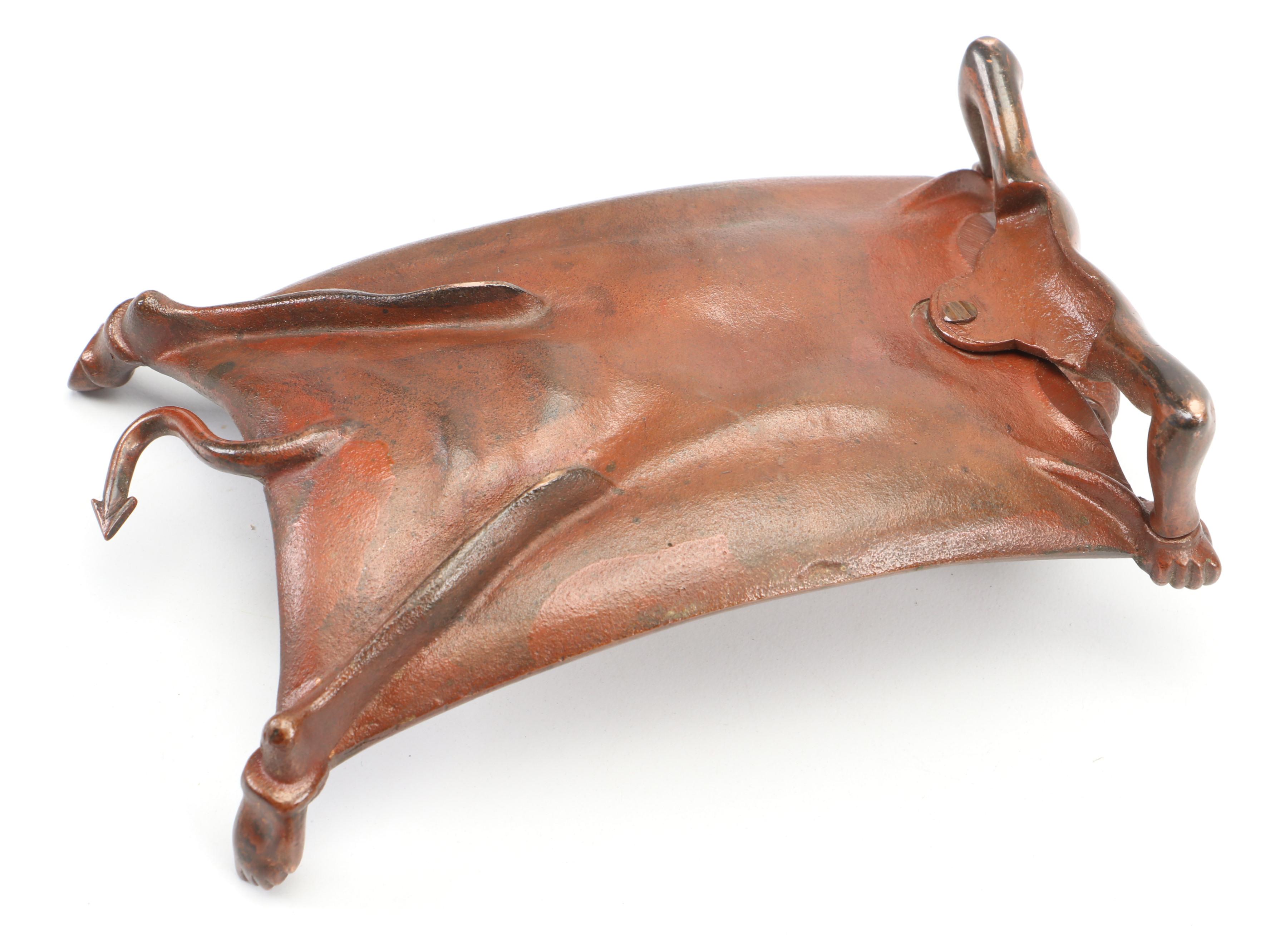 Russell & Erwin Bronze Devil Card Holder Ashtray with Other Cast Metal Décor