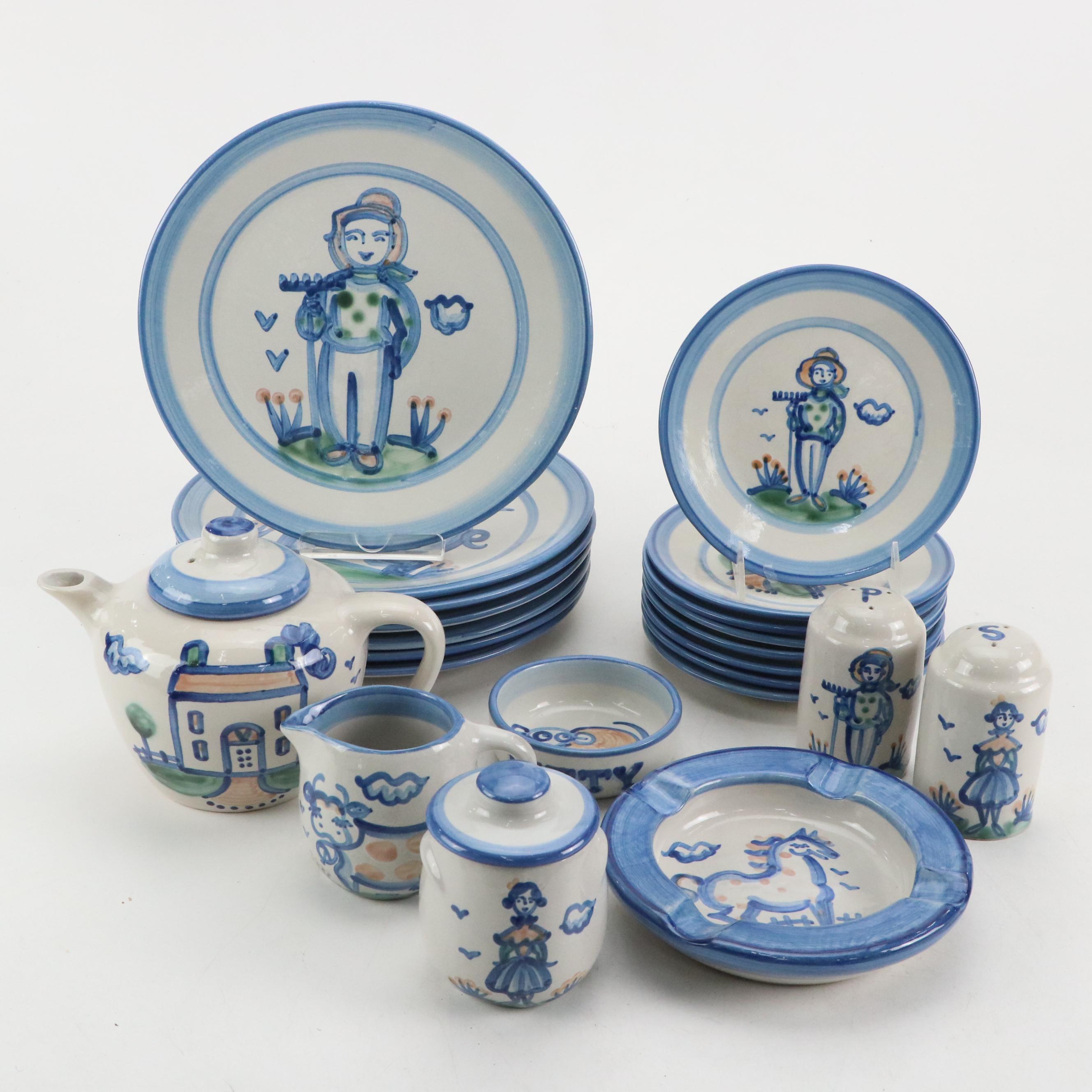 M.A. Hadley "Country Scene" Hand-Painted Stoneware Dinnerware and Décor