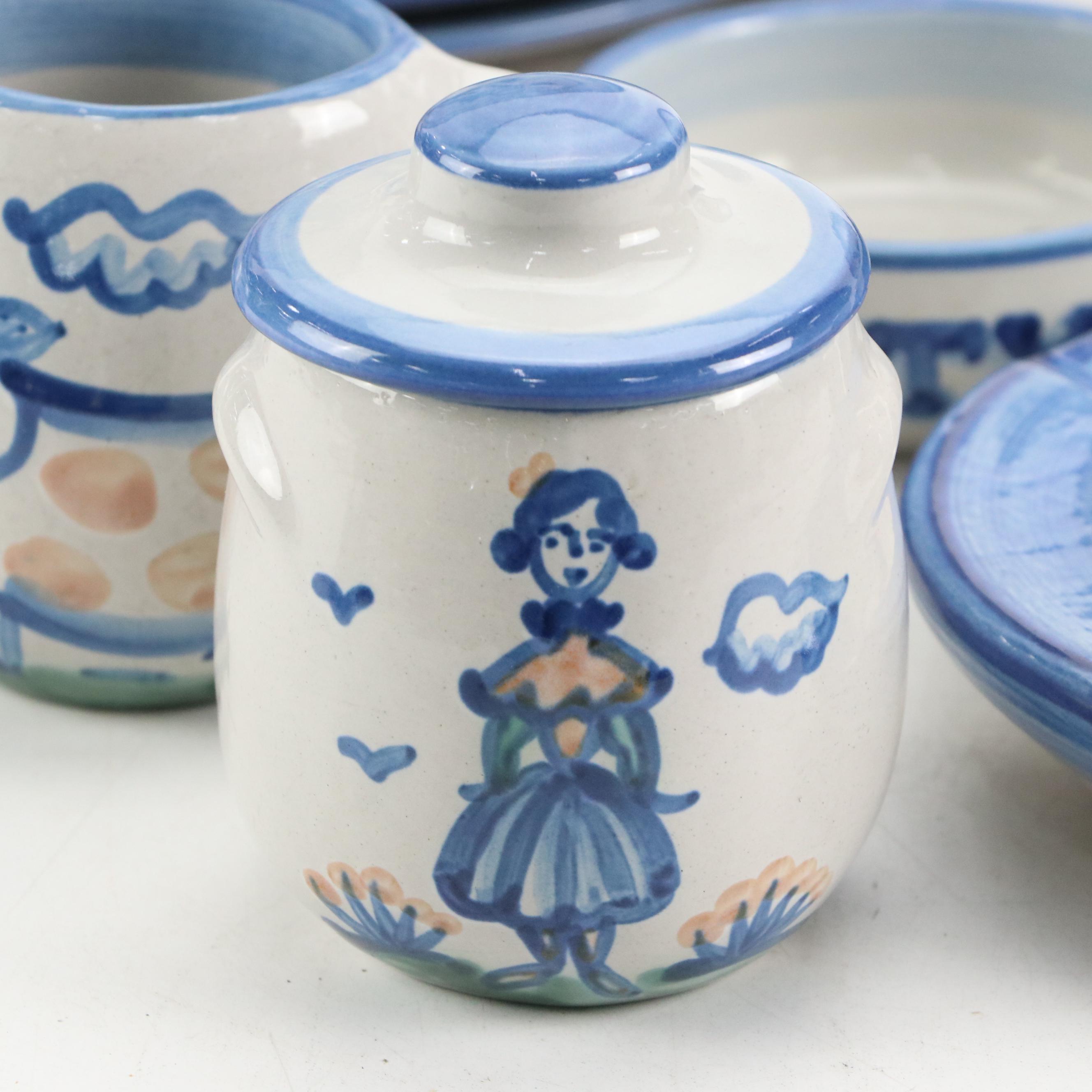 M.A. Hadley "Country Scene" Hand-Painted Stoneware Dinnerware and Décor