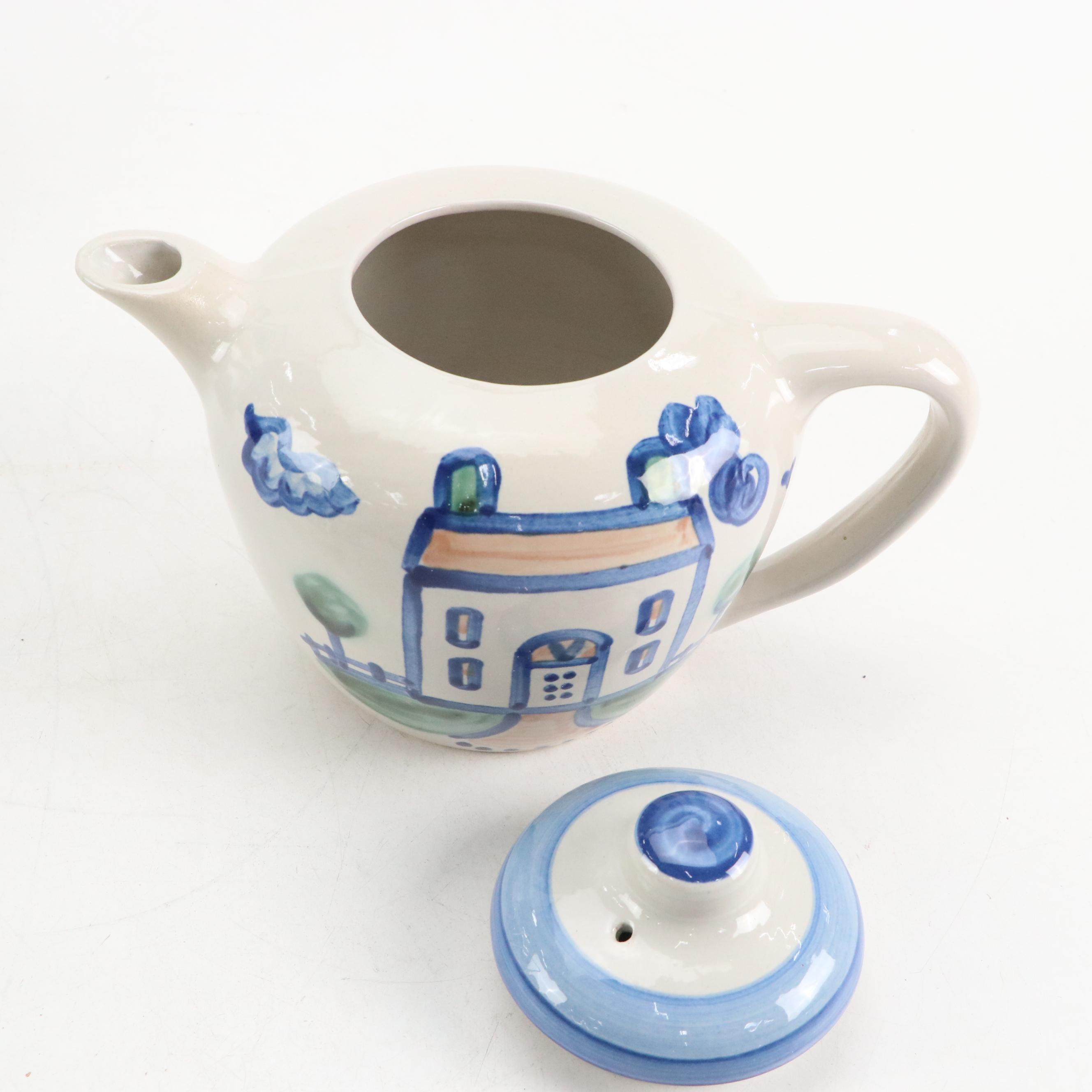 M.A. Hadley "Country Scene" Hand-Painted Stoneware Dinnerware and Décor
