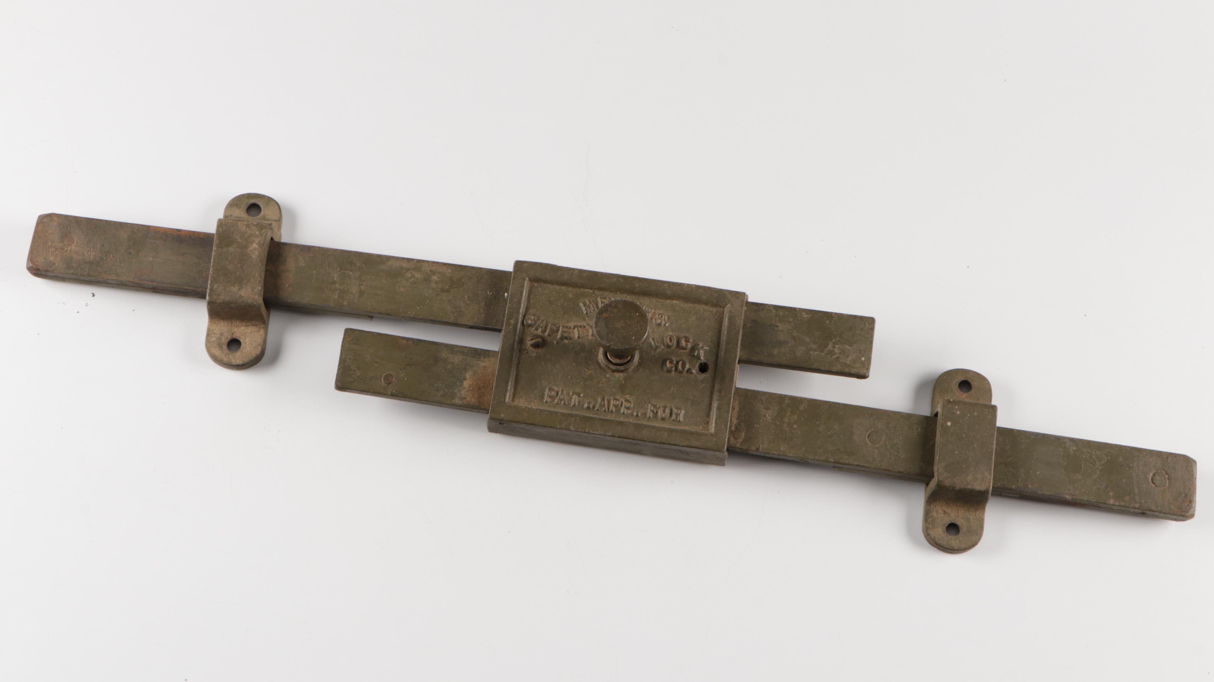 Meyers Safety Lock Co. Cast Iron Bar Lock with Locks, Keys and Sign