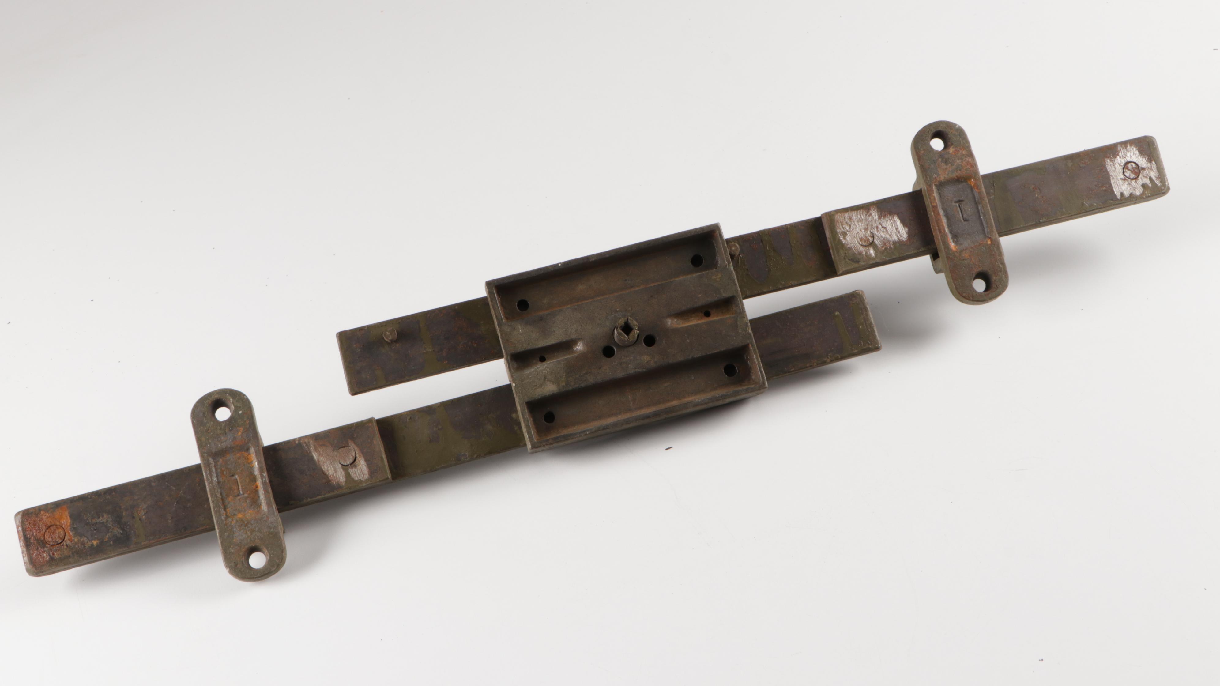 Meyers Safety Lock Co. Cast Iron Bar Lock with Locks, Keys and Sign