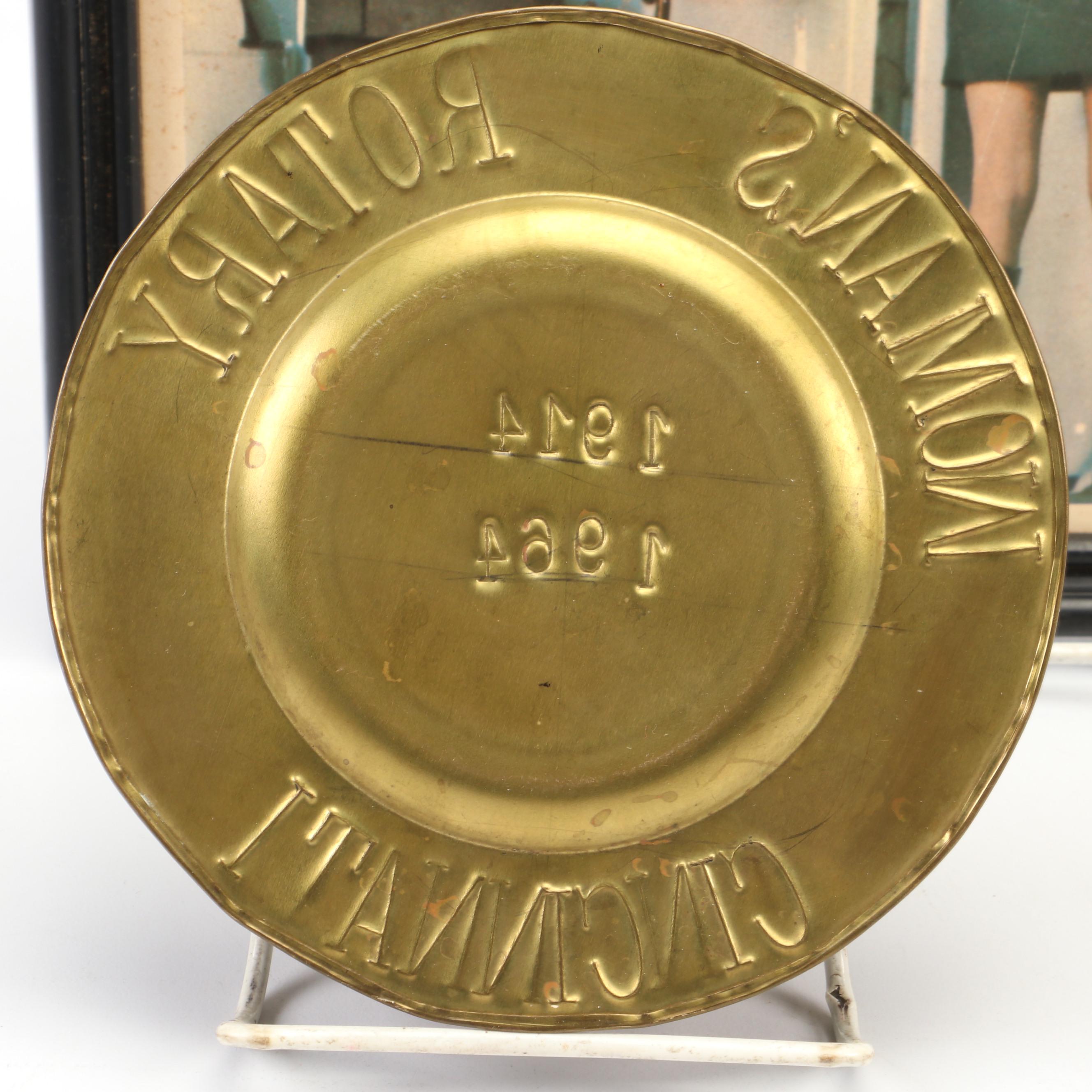 Framed Woman's Liberation Equal Rights Poster and Pins with Woman's Rotary Dish