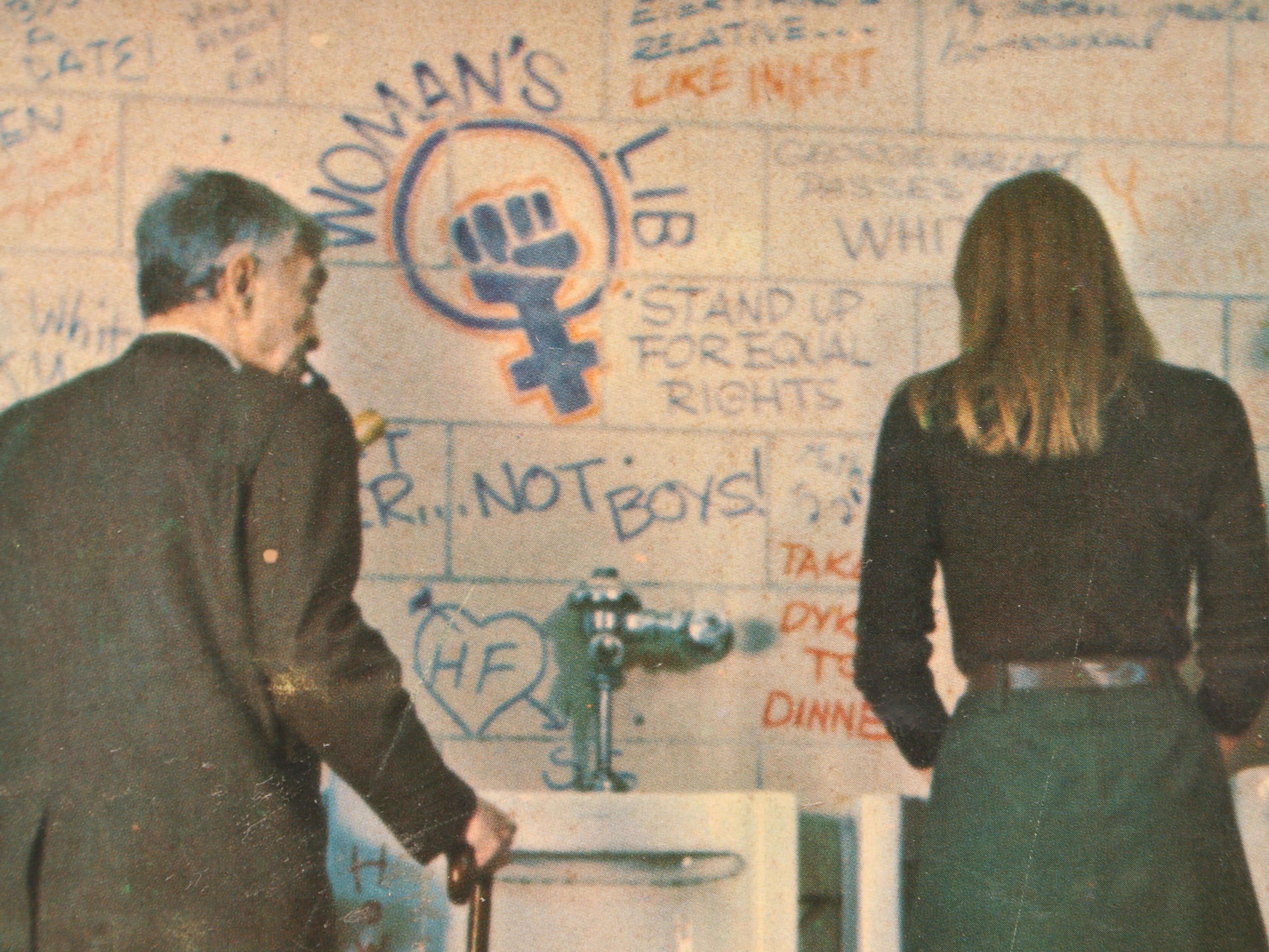 Framed Woman's Liberation Equal Rights Poster and Pins with Woman's Rotary Dish