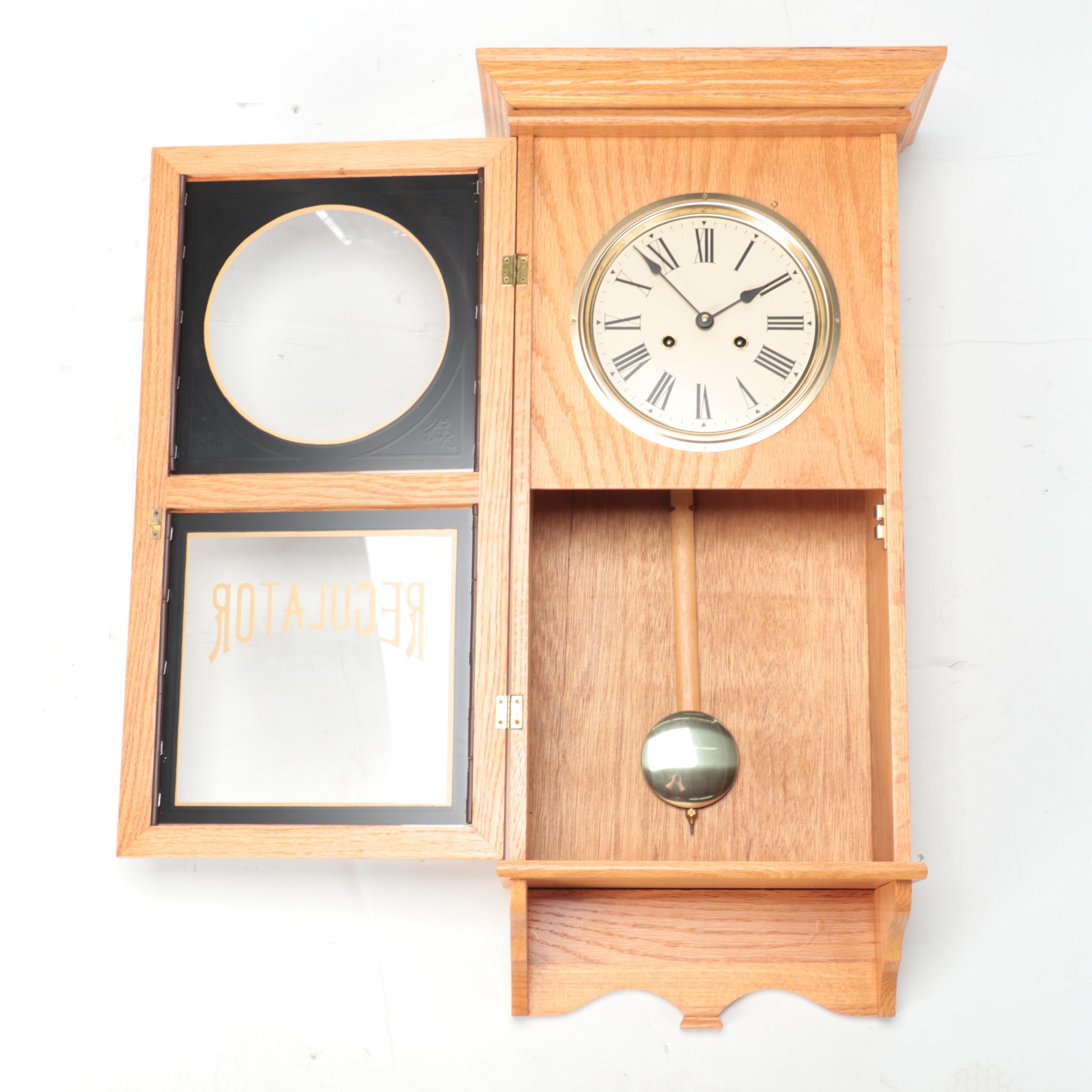 Emperor Oak Regulator Wall Clock, 1980s