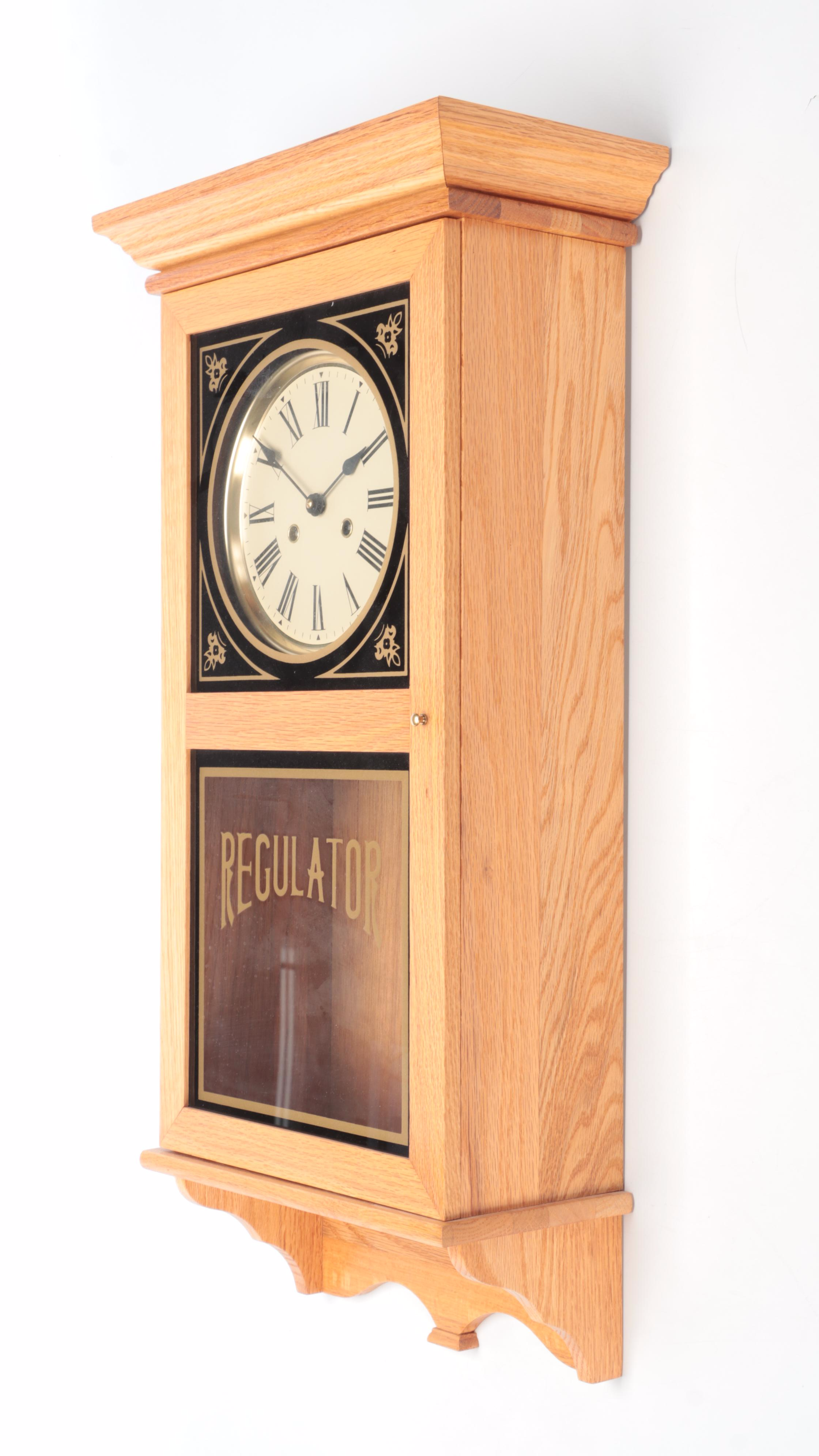 Emperor Oak Regulator Wall Clock, 1980s