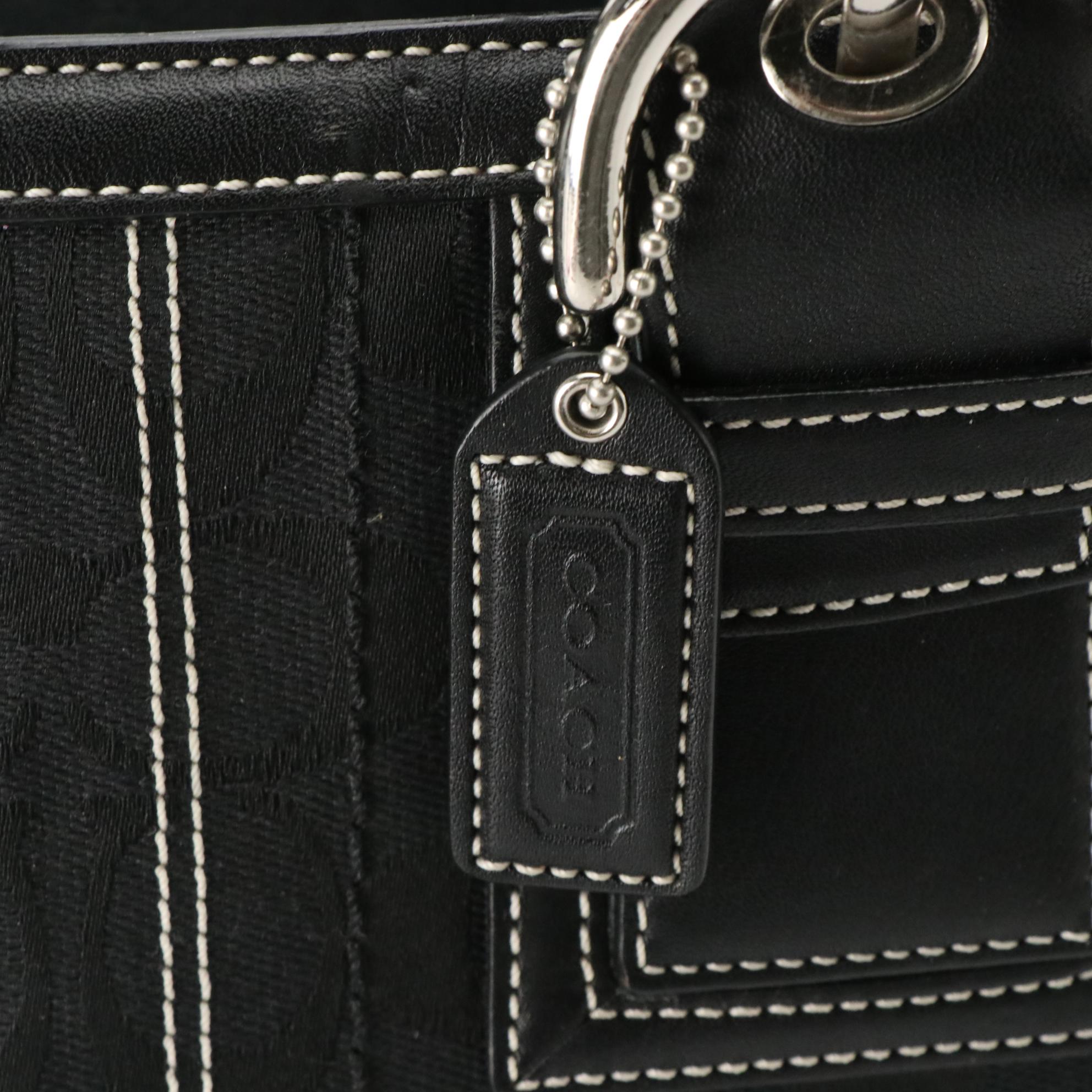 Coach Black and Grey Signature Canvas Shoulder Totes