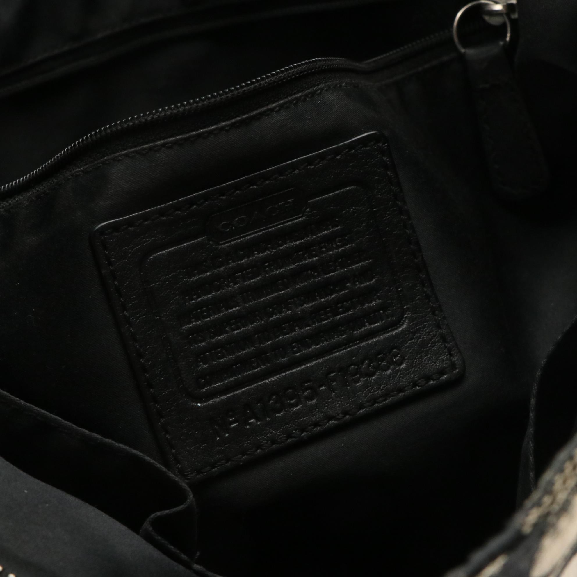 Coach Black and Grey Signature Canvas Shoulder Totes