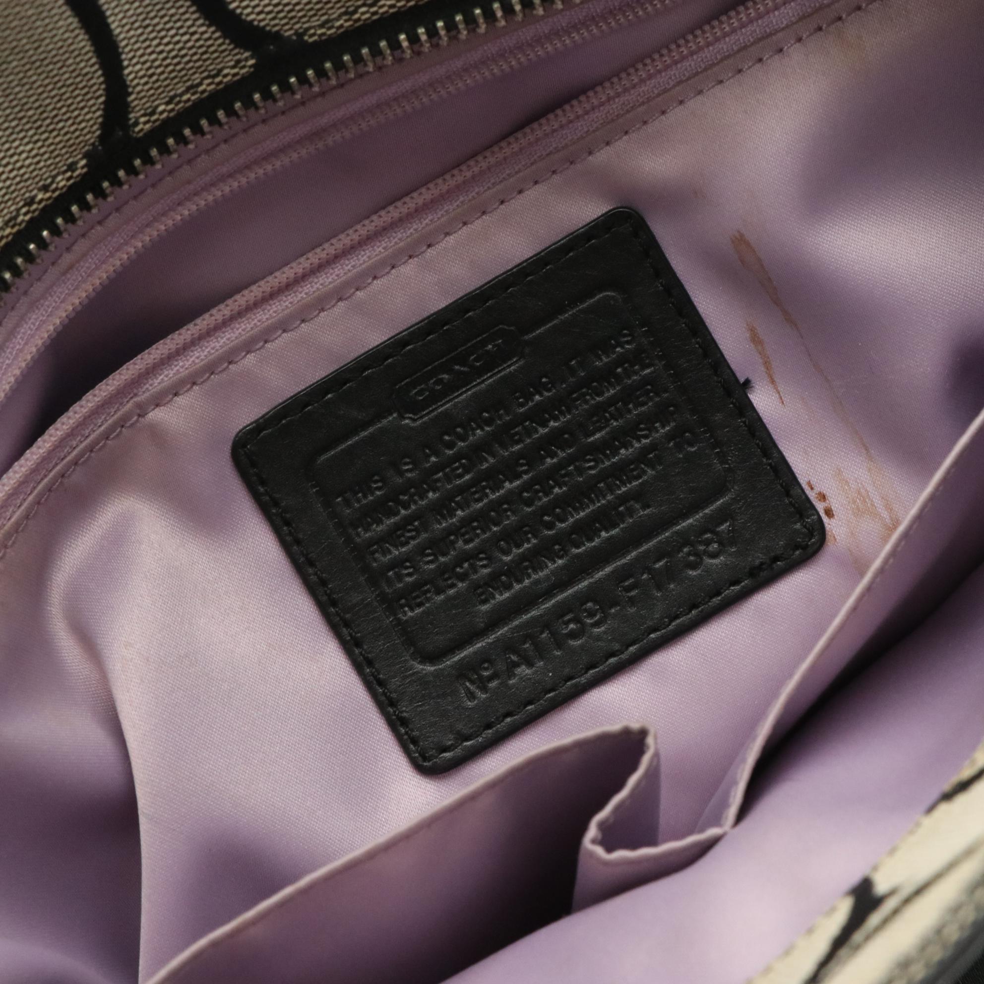 Coach Black and Grey Signature Canvas Shoulder Totes