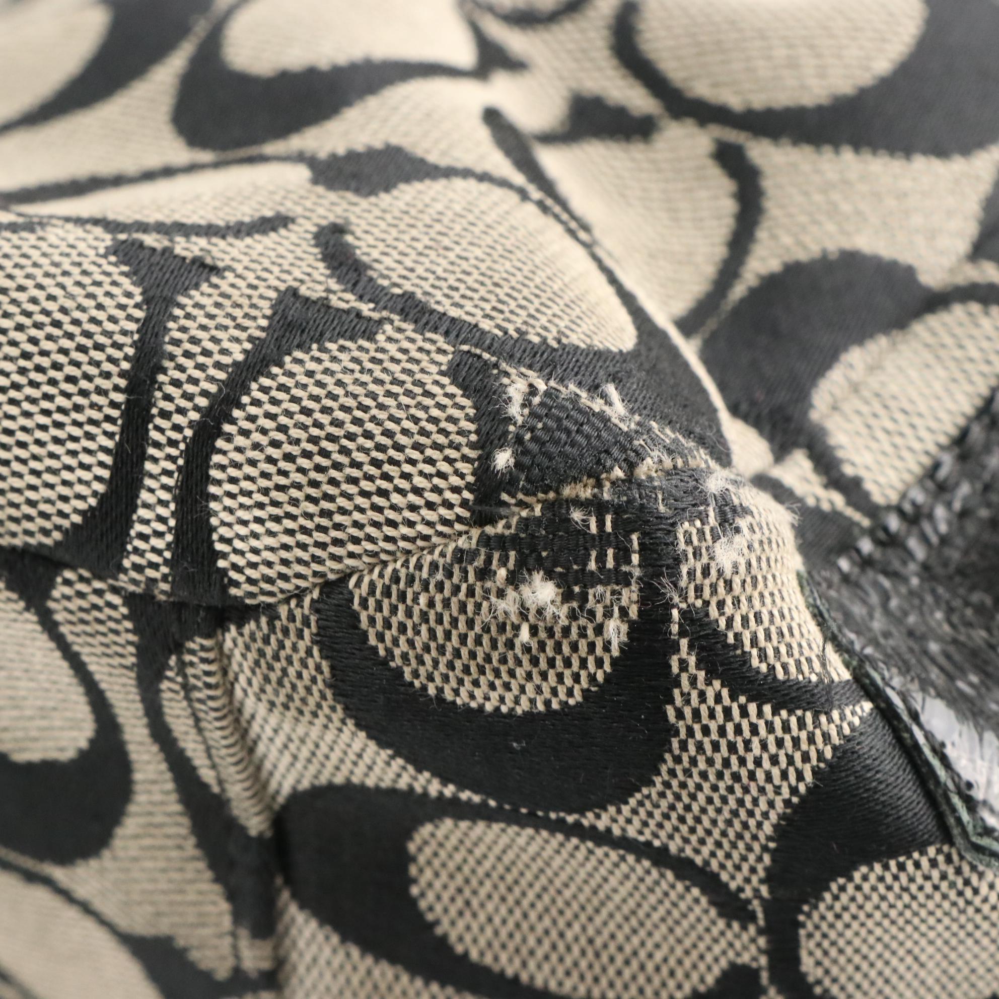 Coach Black and Grey Signature Canvas Shoulder Totes