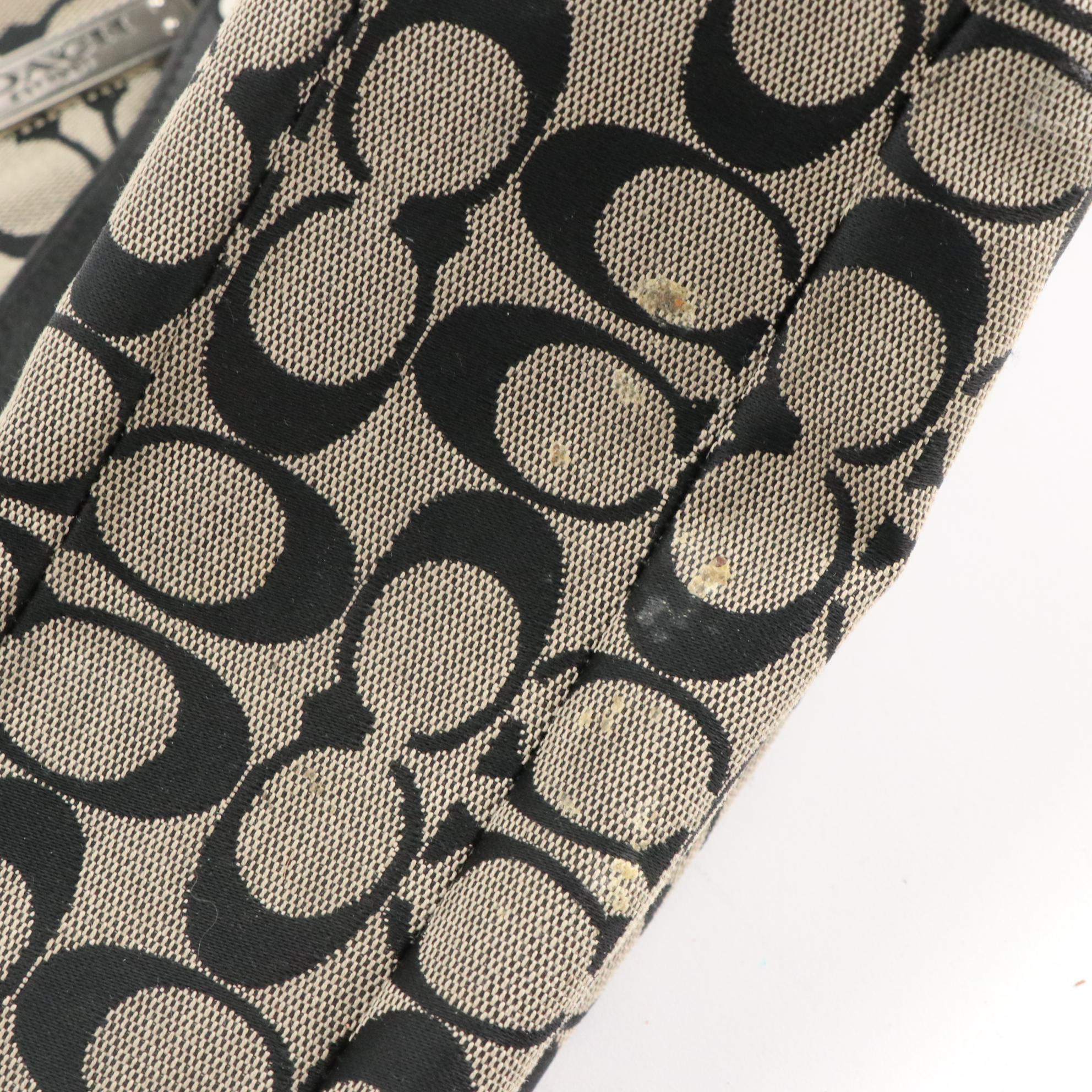 Coach Black and Grey Signature Canvas Shoulder Totes