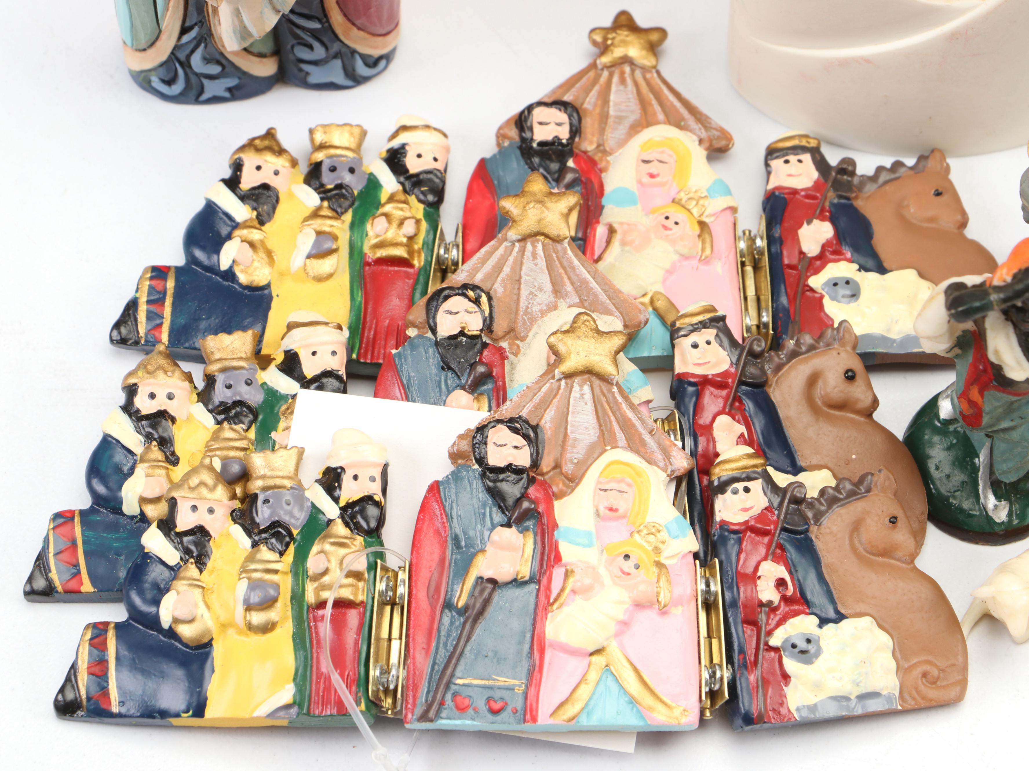 Painted Resin Nativity Figurines with Wood Nativity Scene and More Nativity Sets