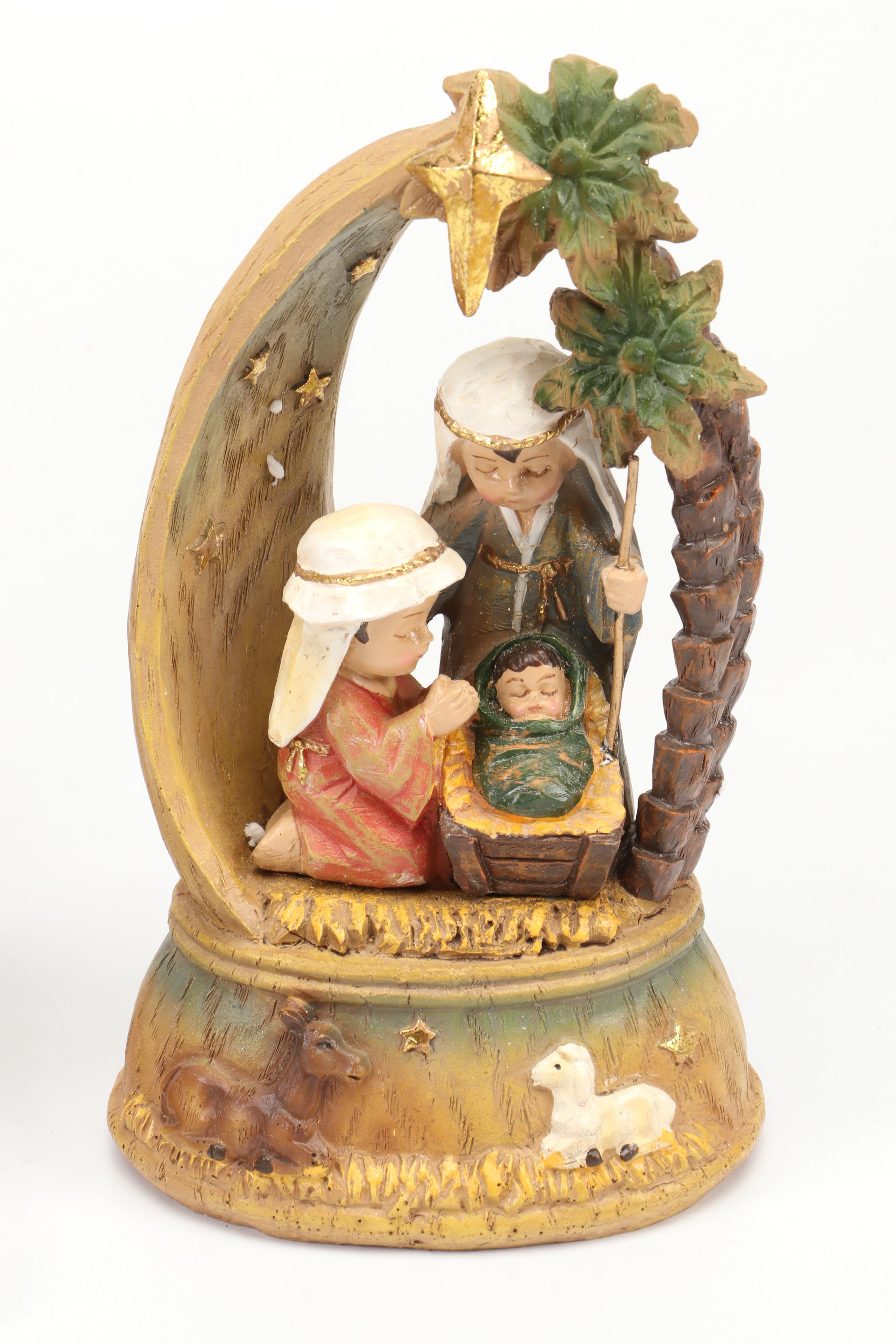 Painted Resin Nativity Figurines with Wood Nativity Scene and More Nativity Sets