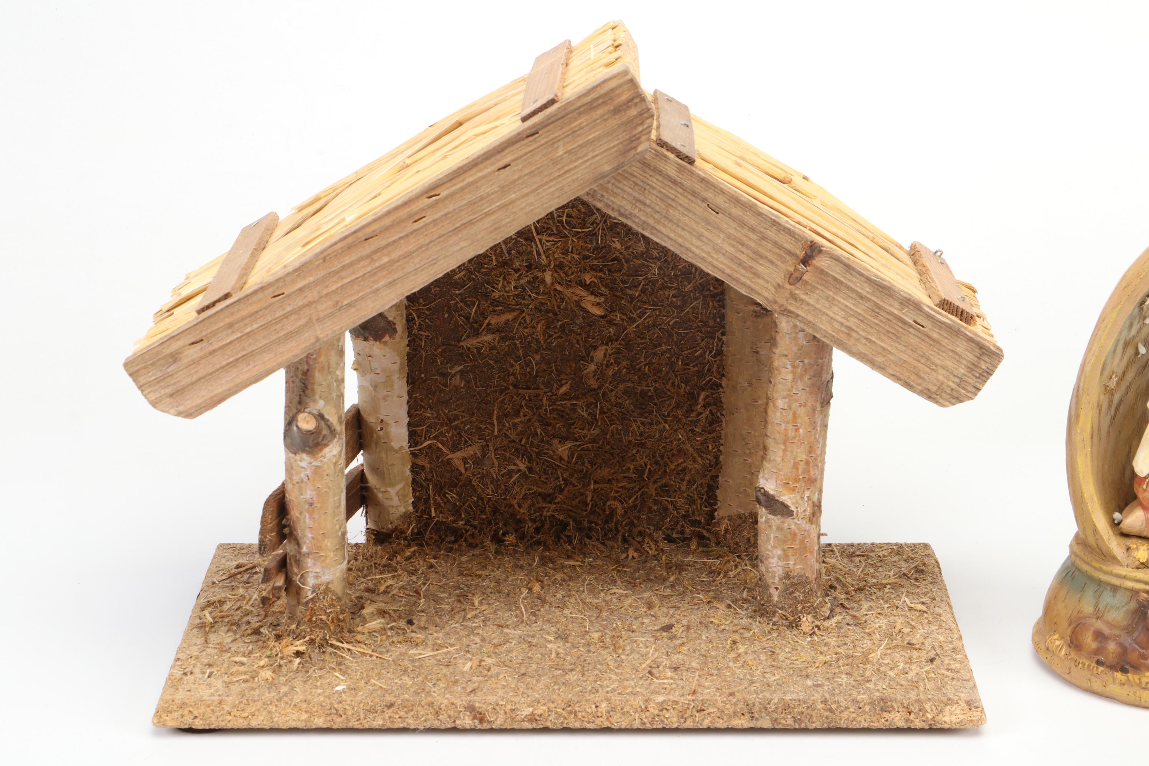 Painted Resin Nativity Figurines with Wood Nativity Scene and More Nativity Sets