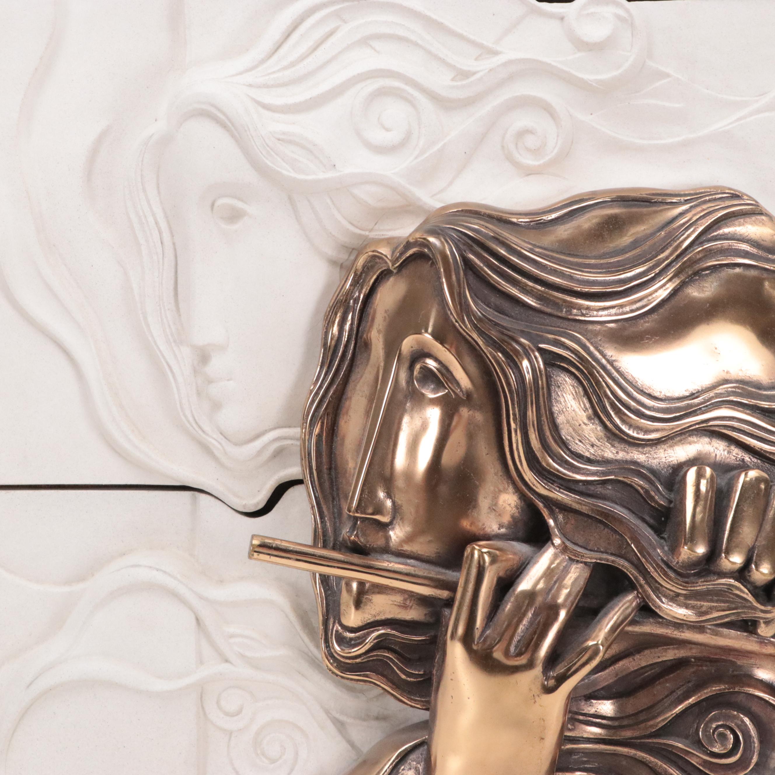 Alvar Suñol Hand-Painted Relief Ceramic and Bronze Mosaic Wall Panel