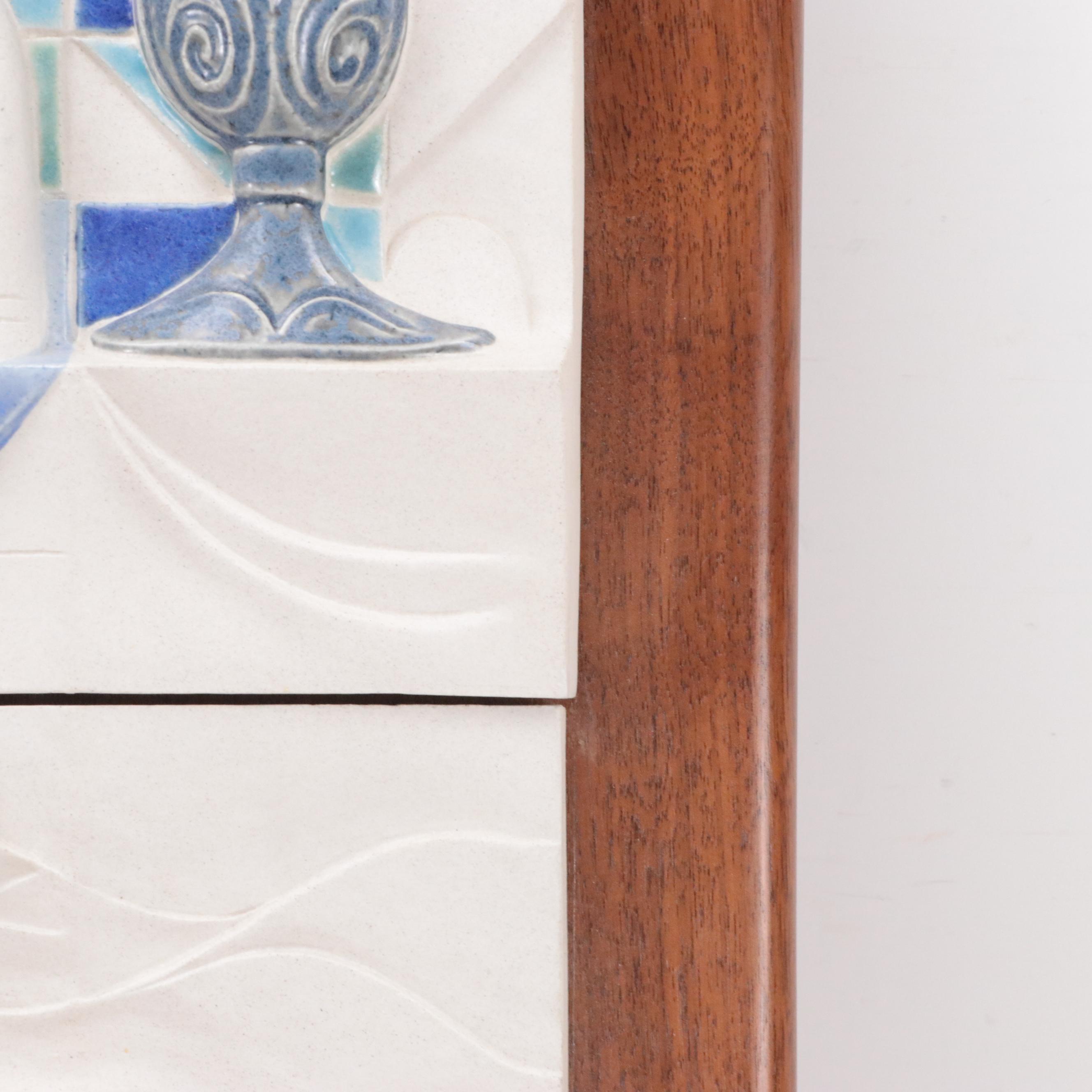 Alvar Suñol Hand-Painted Relief Ceramic and Bronze Mosaic Wall Panel