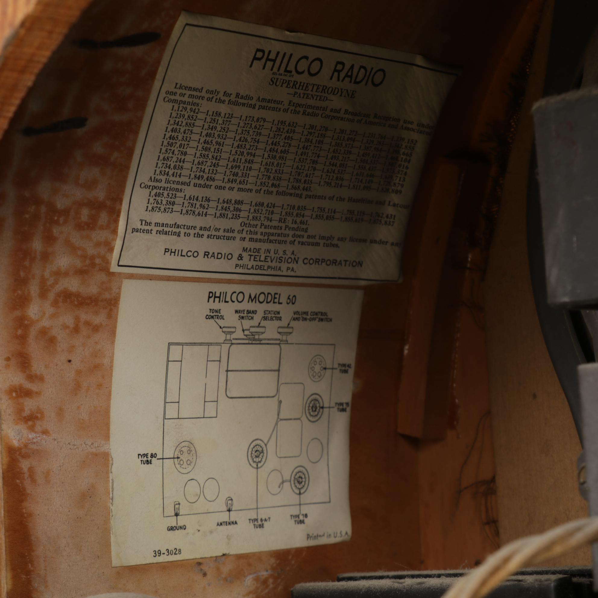 Philco Model 60 Cathedral Radio with Belmont Radio, Mid 20th Century