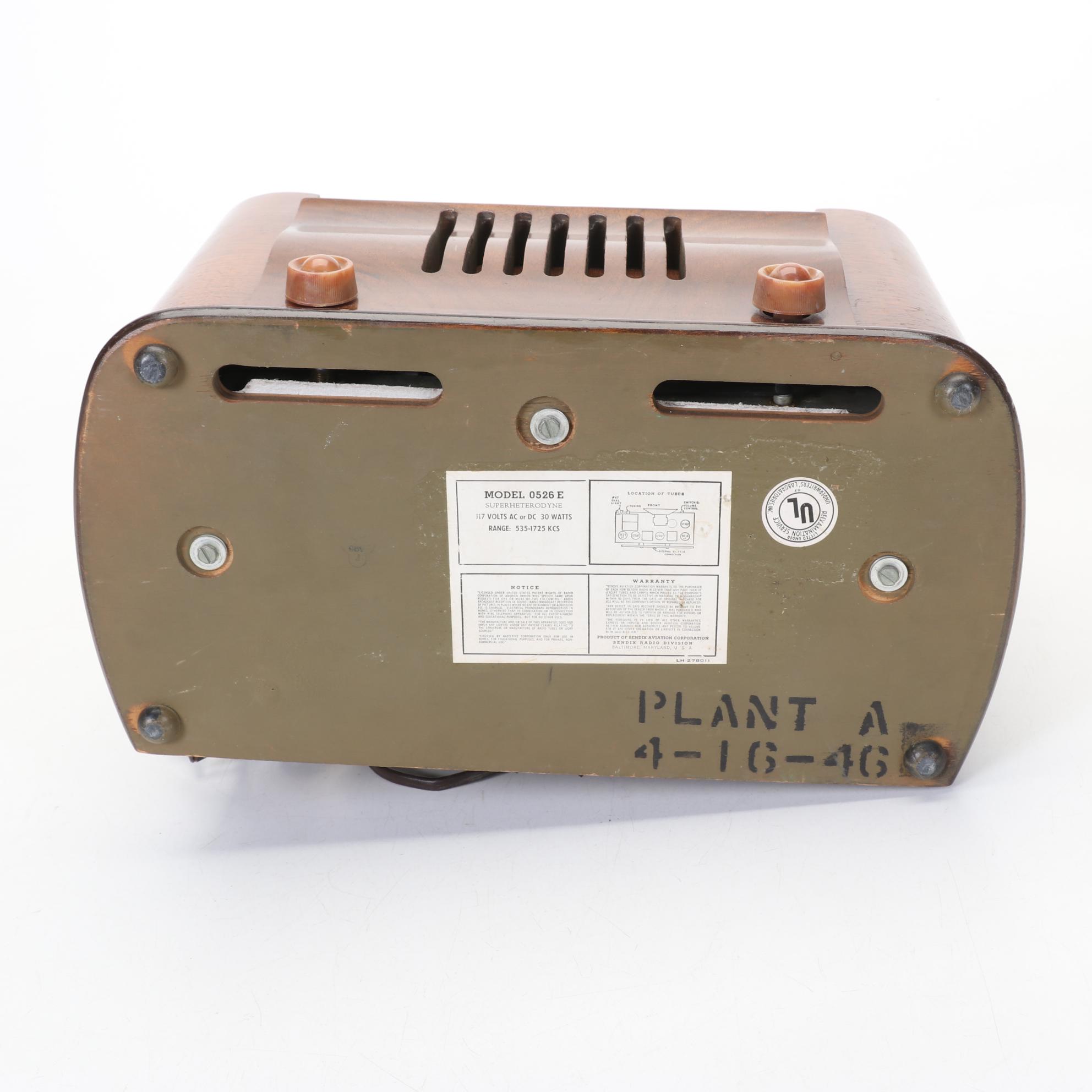 Philco 41-245 and Bendix 0526E Tube Radios, Mid 20th Century